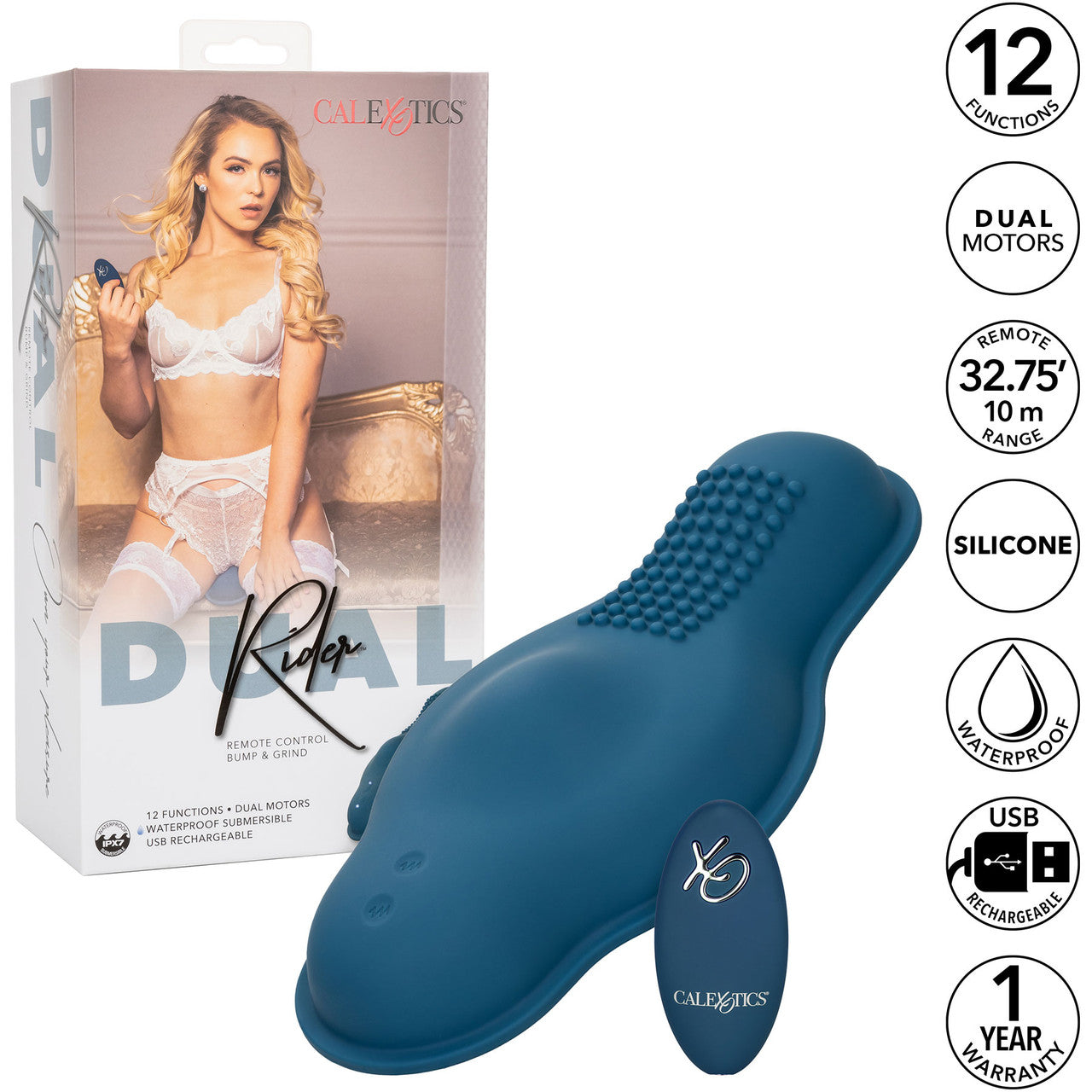 Dual Rider Bump & Grind Silicone Rechargeable Grinding Vibrator With Remote By CalExotics