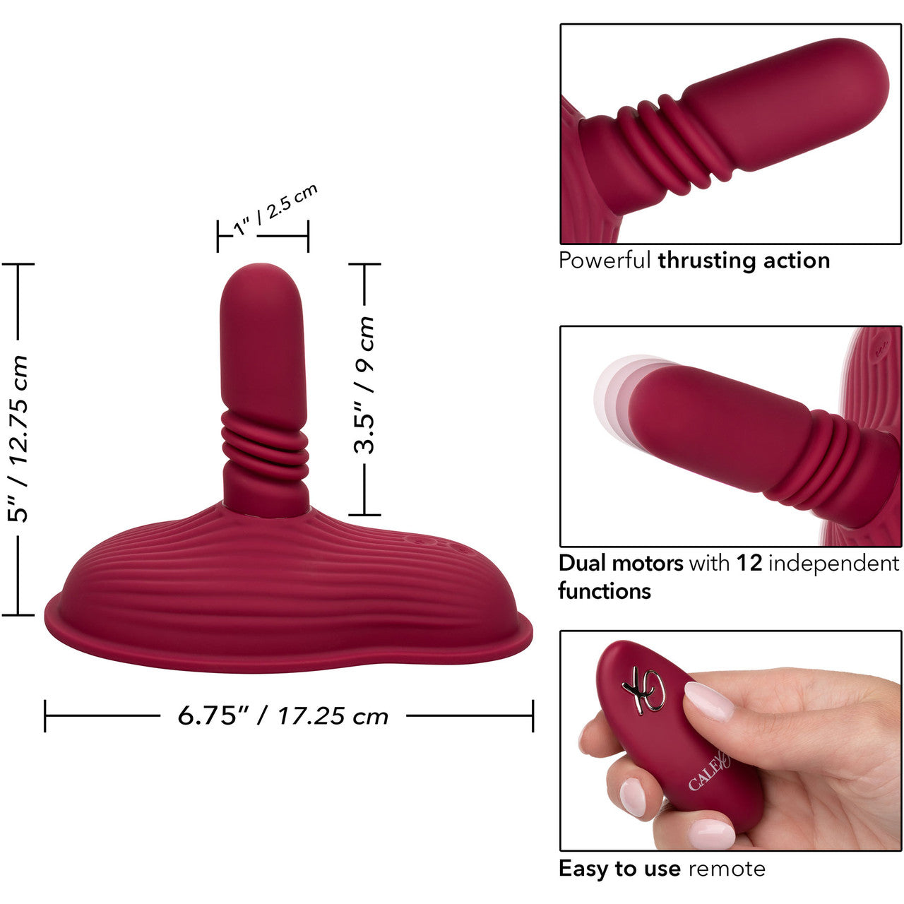 Dual Rider Thrust & Grind Silicone Rechargeable Grinding Vibrator With Remote By CalExotics