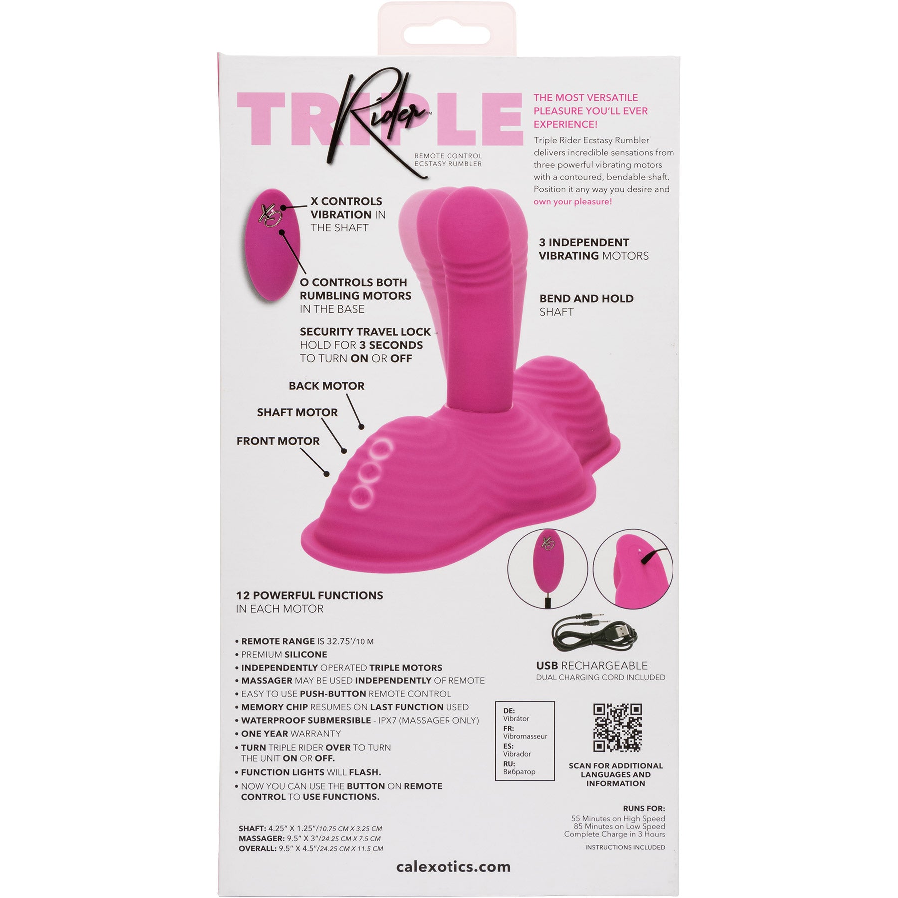 Triple Rider™ Remote Control Ecstasy Rumbler Triple Stim Vibrating Grinder By CalExotics
