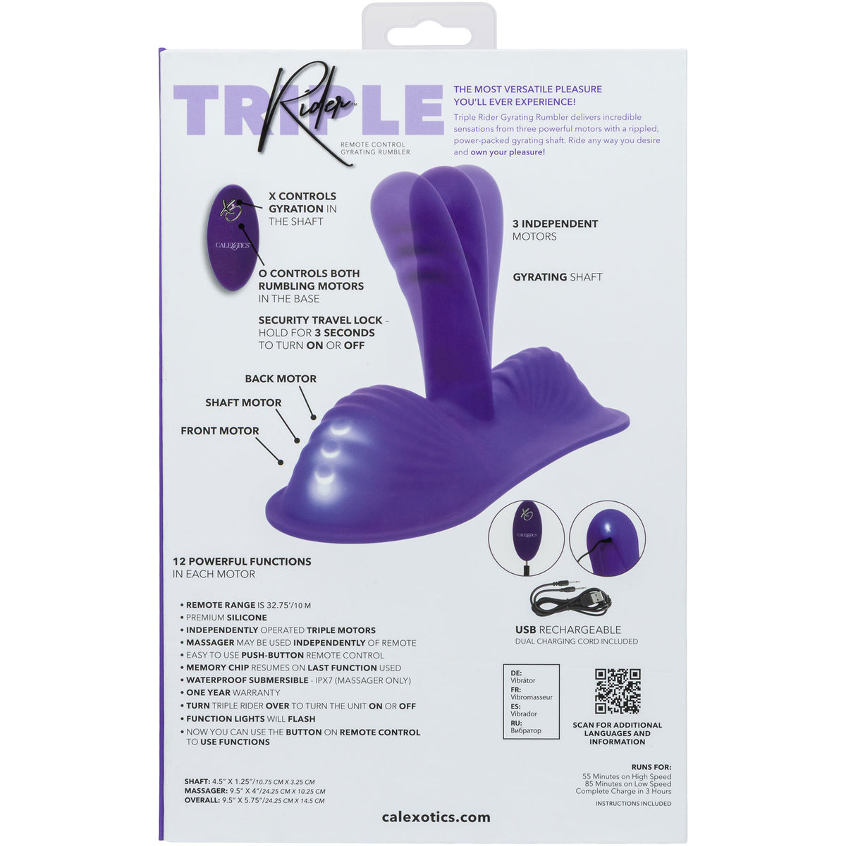 Triple Rider™ Remote Control Gyrating Rumbler Triple Stim Vibrating Grinder By CalExotics