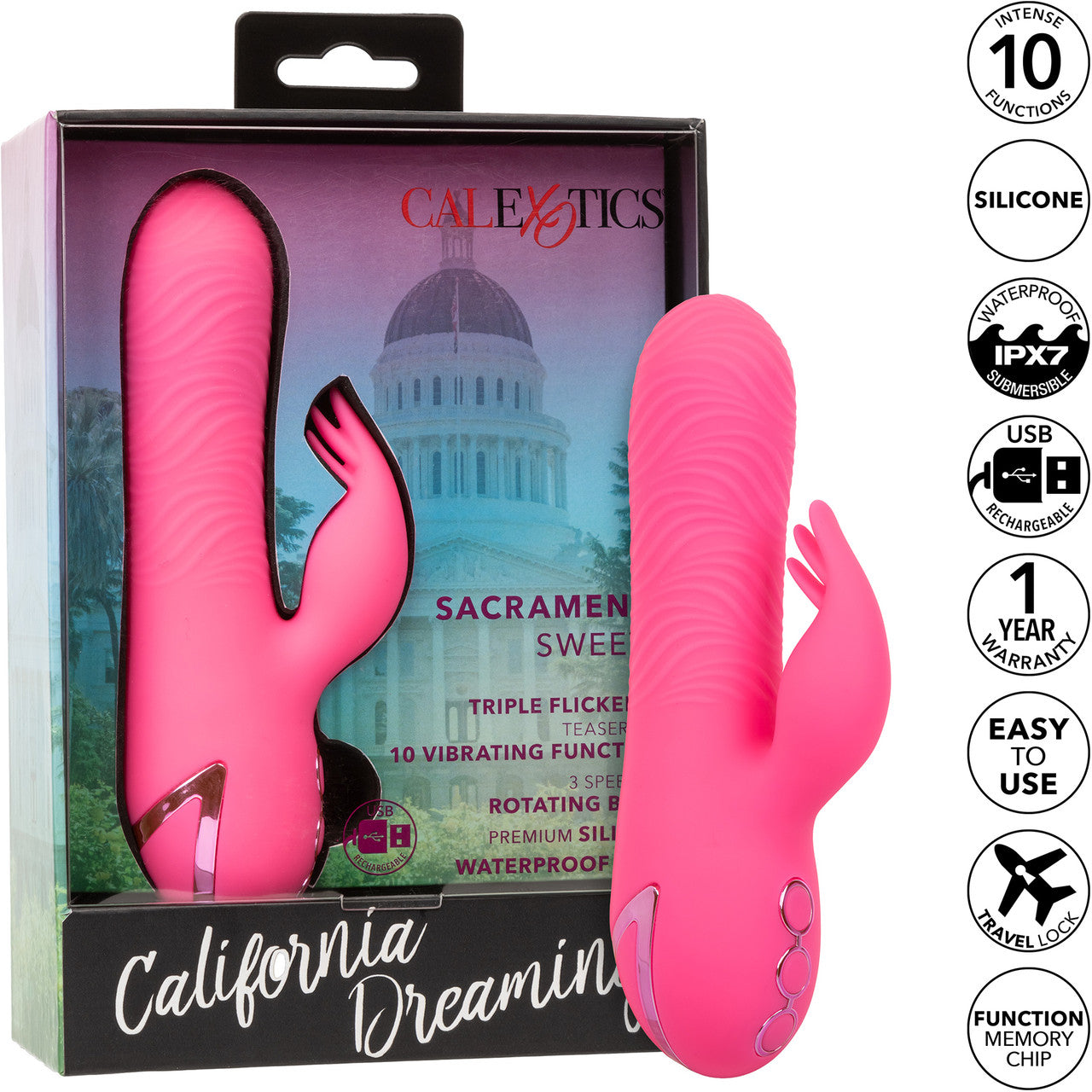 California Dreaming Sacramento Sweetie Dual Stimulation Vibrator With Rotating Beaded Shaft By CalExotics