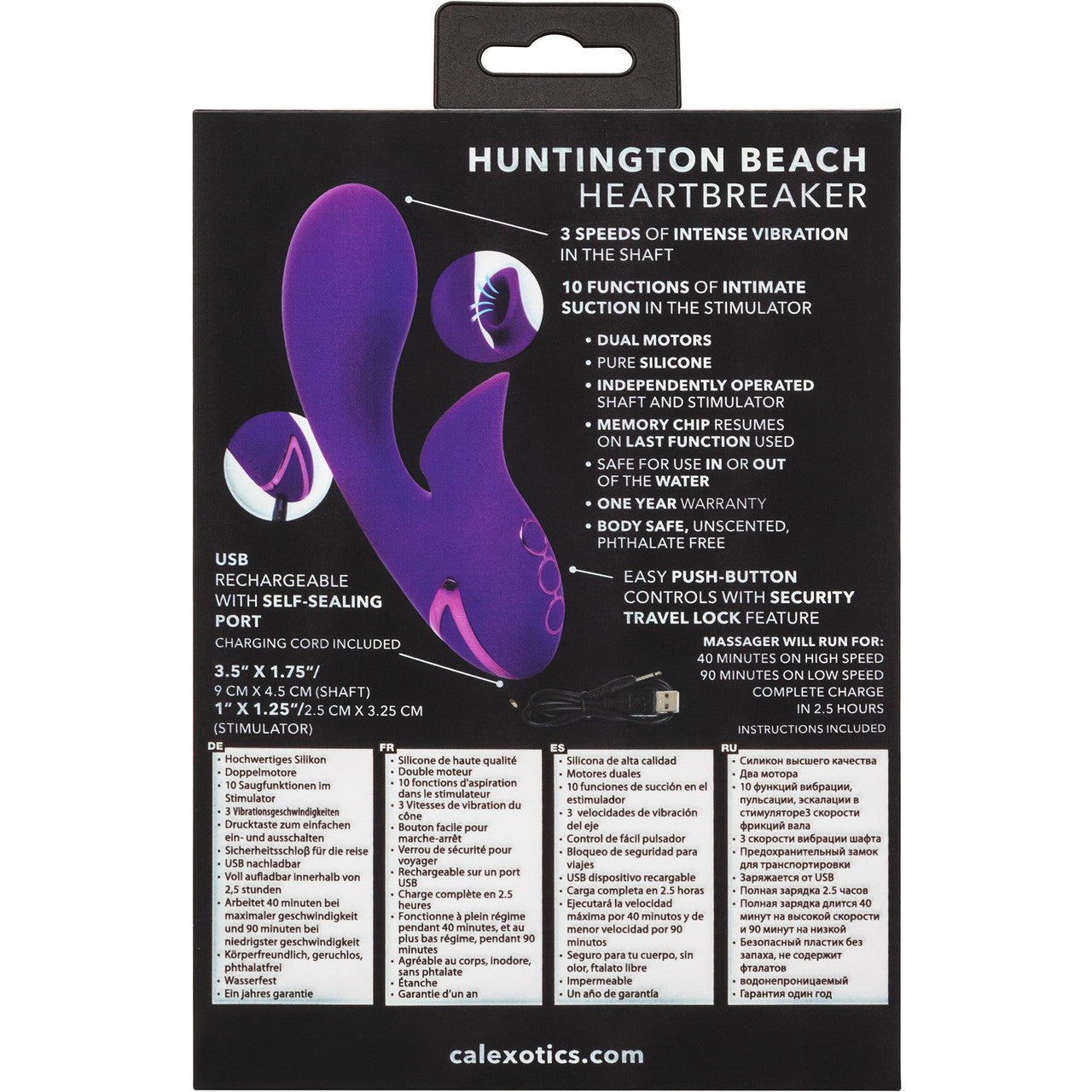 California Dreaming Huntington Beach Heartbreaker Rabbit Style Silicone Rechargeable Vibrator by CalExotics