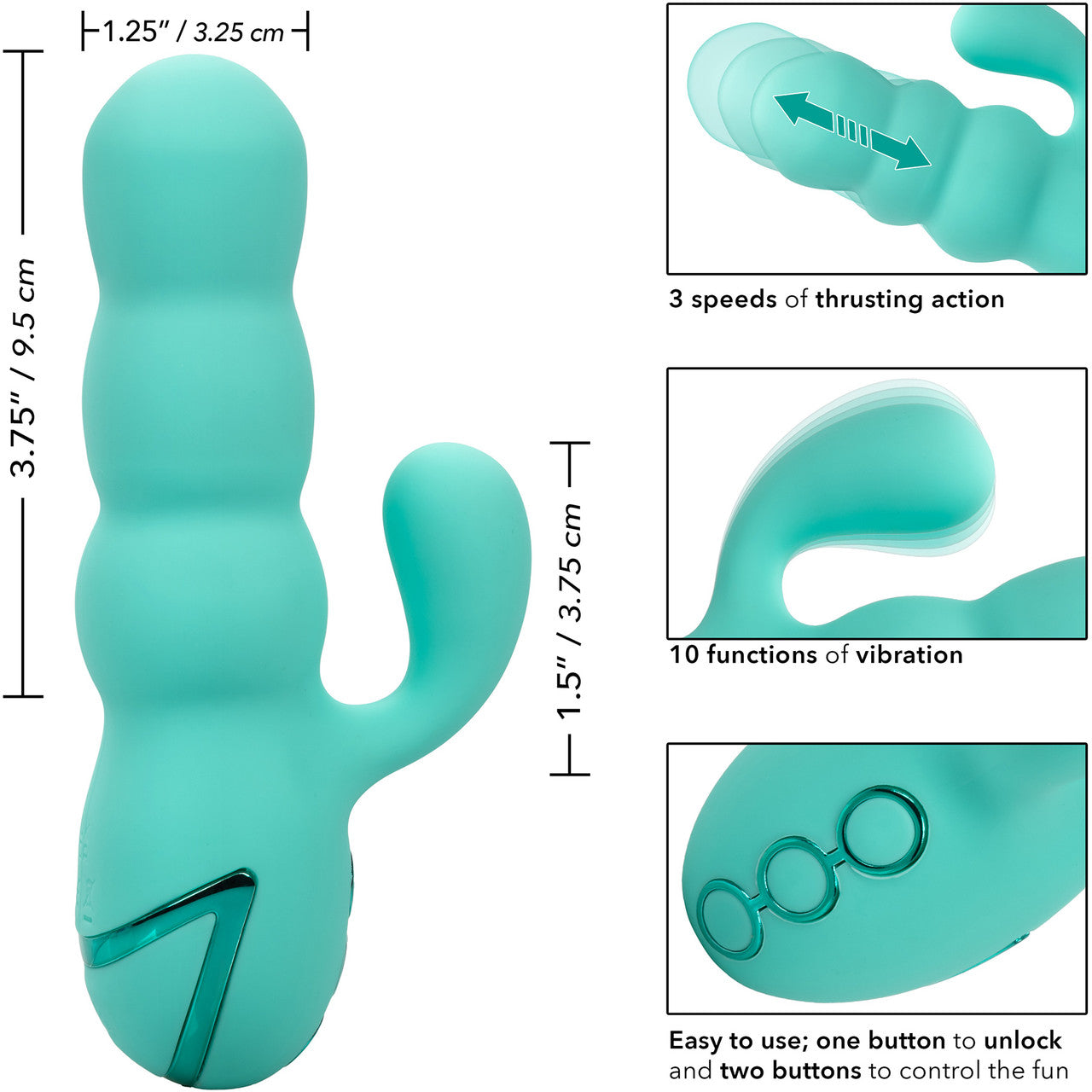 California Dreaming Del Mar Diva Rabbit Style Silicone Rechargeable Vibrator by CalExotics