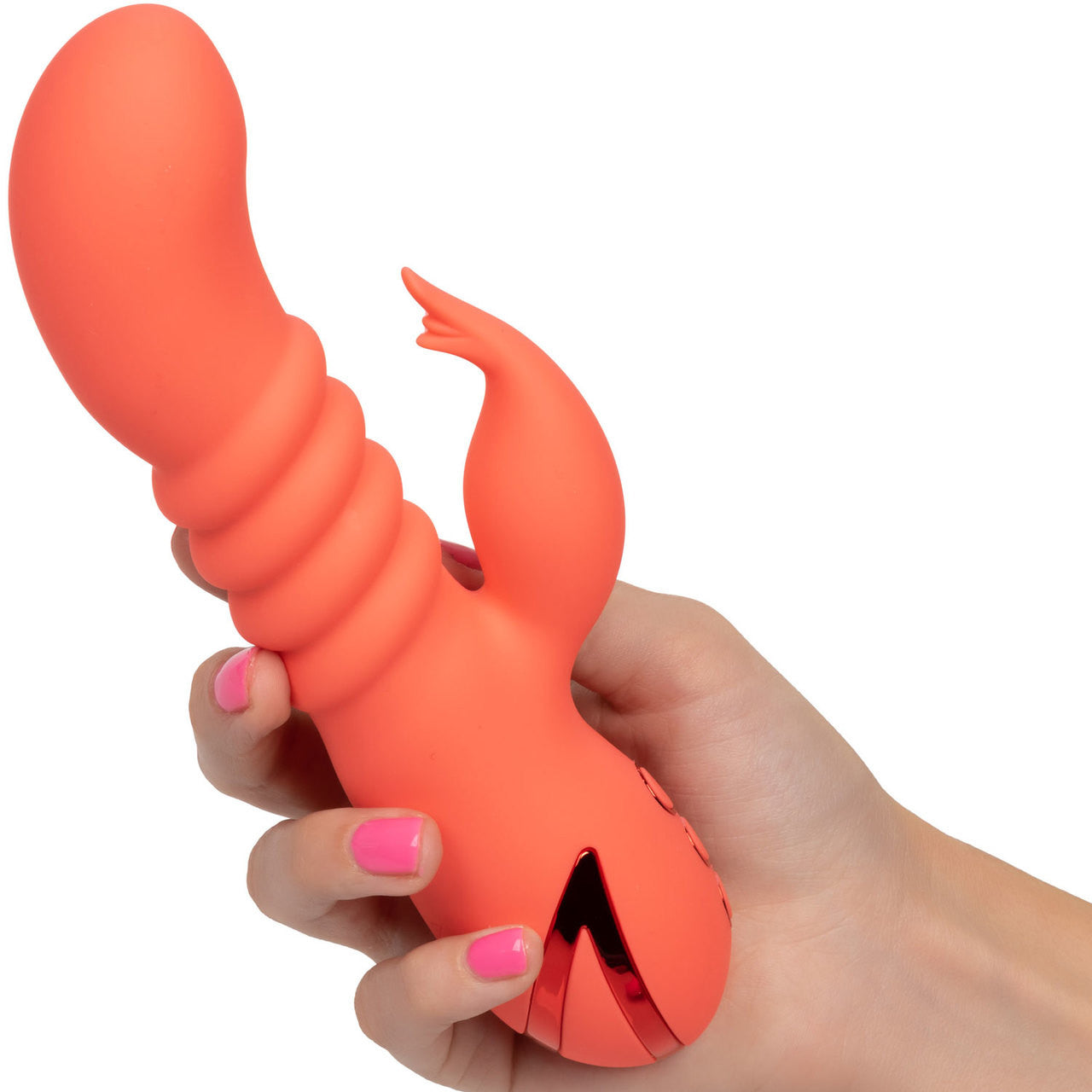 California Dreaming Orange County Cutie Rabbit Style Silicone Vibrator by CalExotics