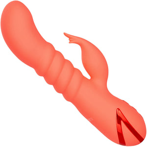 California Dreaming Orange County Cutie Rabbit Style Silicone Vibrator by CalExotics