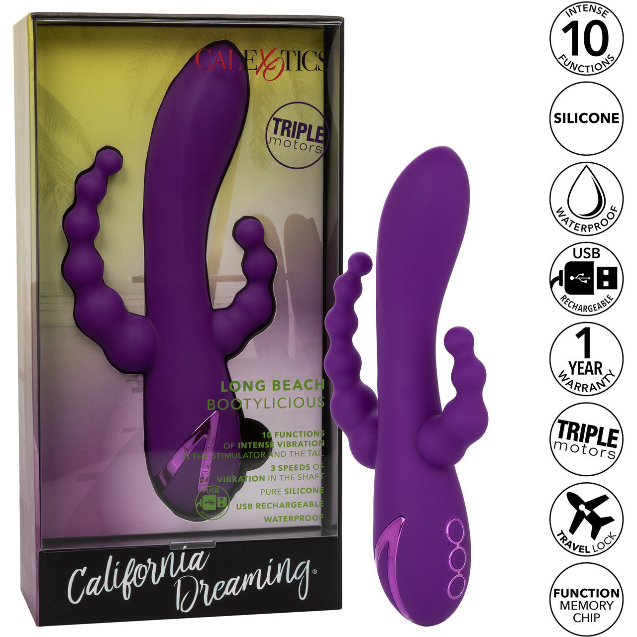 California Dreaming Long Beach Bootylicious Triple Stimulation Silicone Vibrator By CalExotics