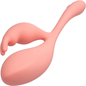Elle Liquid Silicone Bunny Rechargeable Waterproof Dual Stimulation Vibrator By CalExotics - Orange