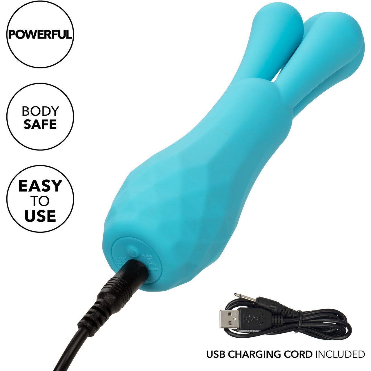 Gia Triple Teaser Rechargeable Waterproof Silicone Vibrator By CalExotics - Blue