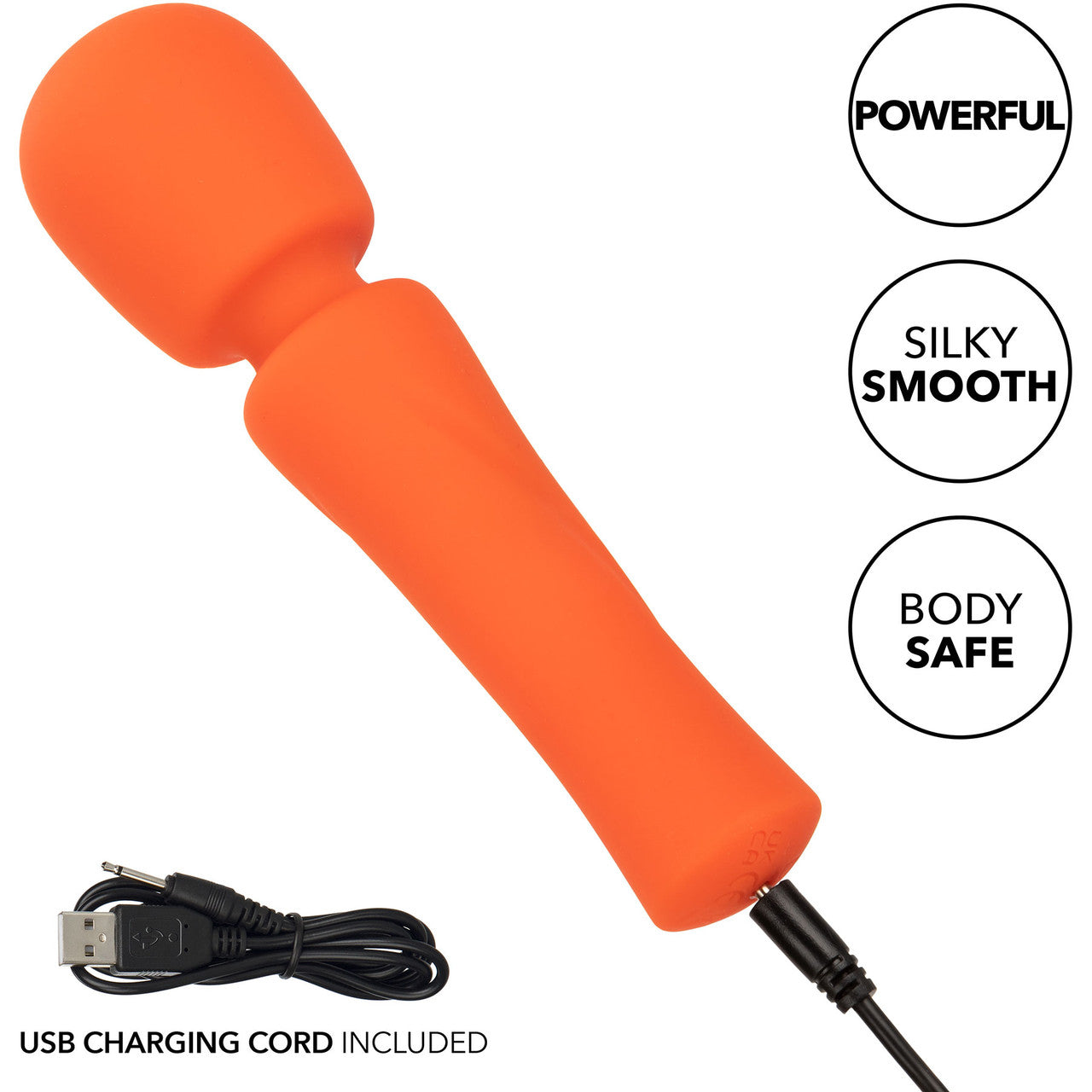 Stella Liquid Silicone Mini Massager Rechargeable Waterproof Wand Style Vibrator By CalExotics - Orange