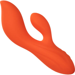 Stella Liquid Silicone Dual Teaser Rechargeable Waterproof Rabbit Style Vibrator By CalExotics - Orange