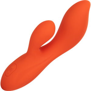 Stella Liquid Silicone Dual Teaser Rechargeable Waterproof Rabbit Style Vibrator By CalExotics - Orange