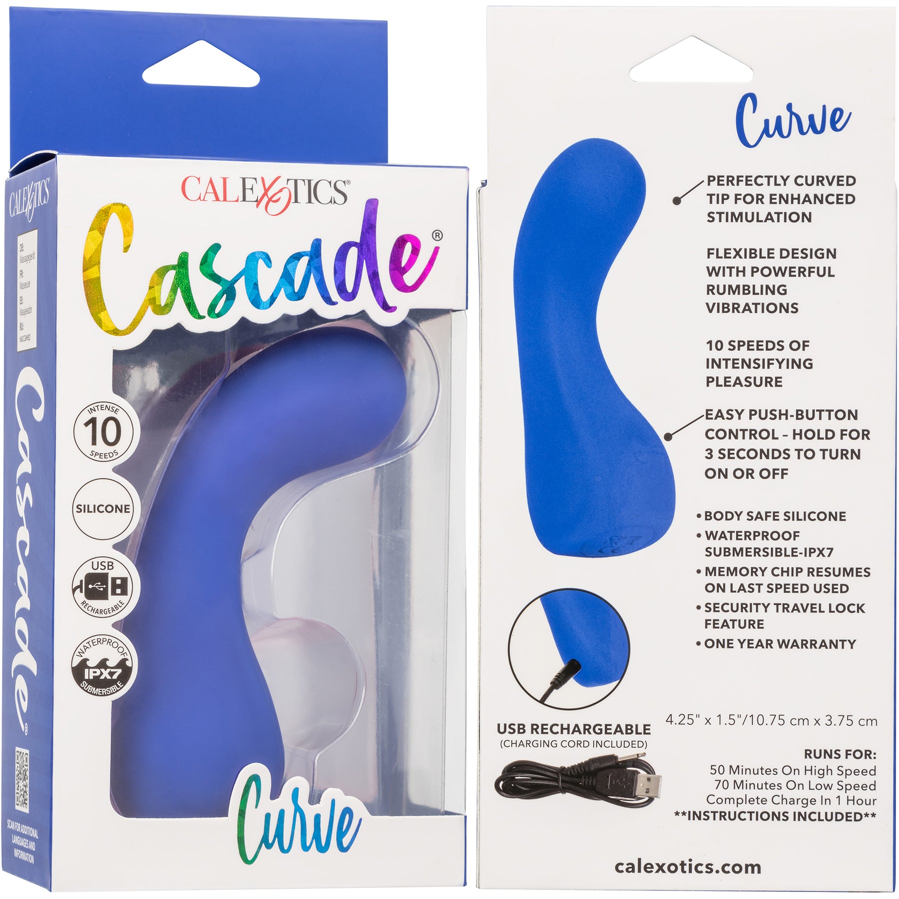 Cascade Curve Rechargeable Silicone G-Spot Vibrator By CalExotics