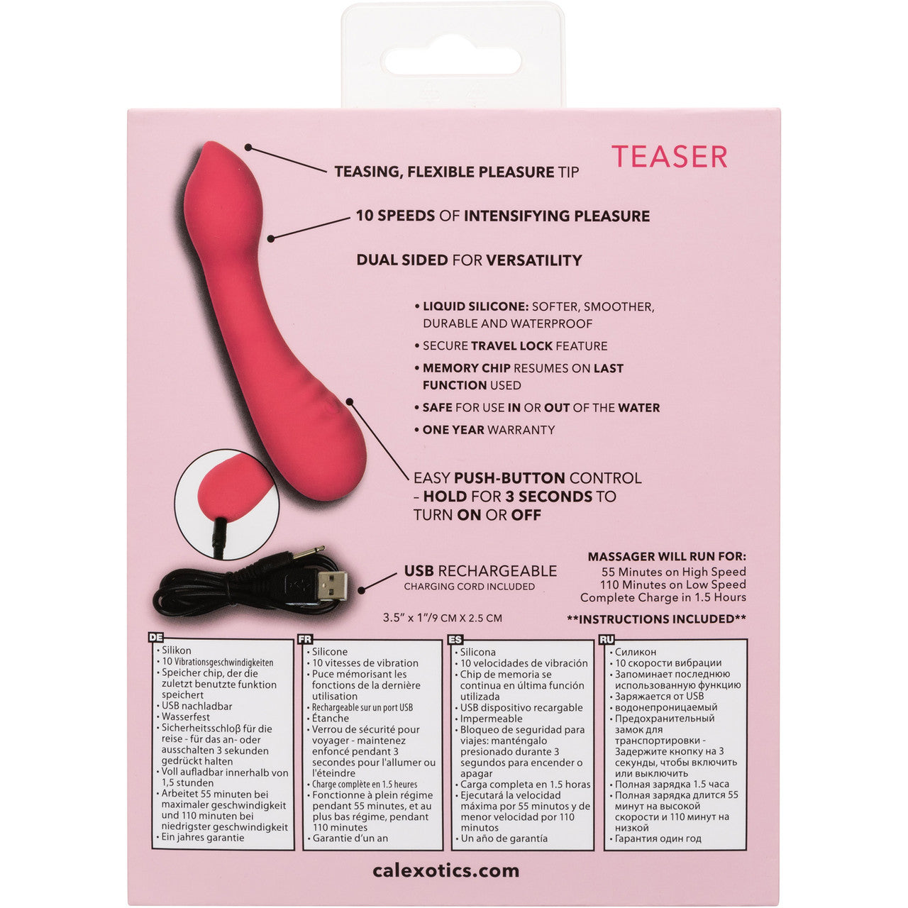 Liquid Silicone Pixies Teaser Rechargeable Waterproof Vibrator By CalExotics - Pink