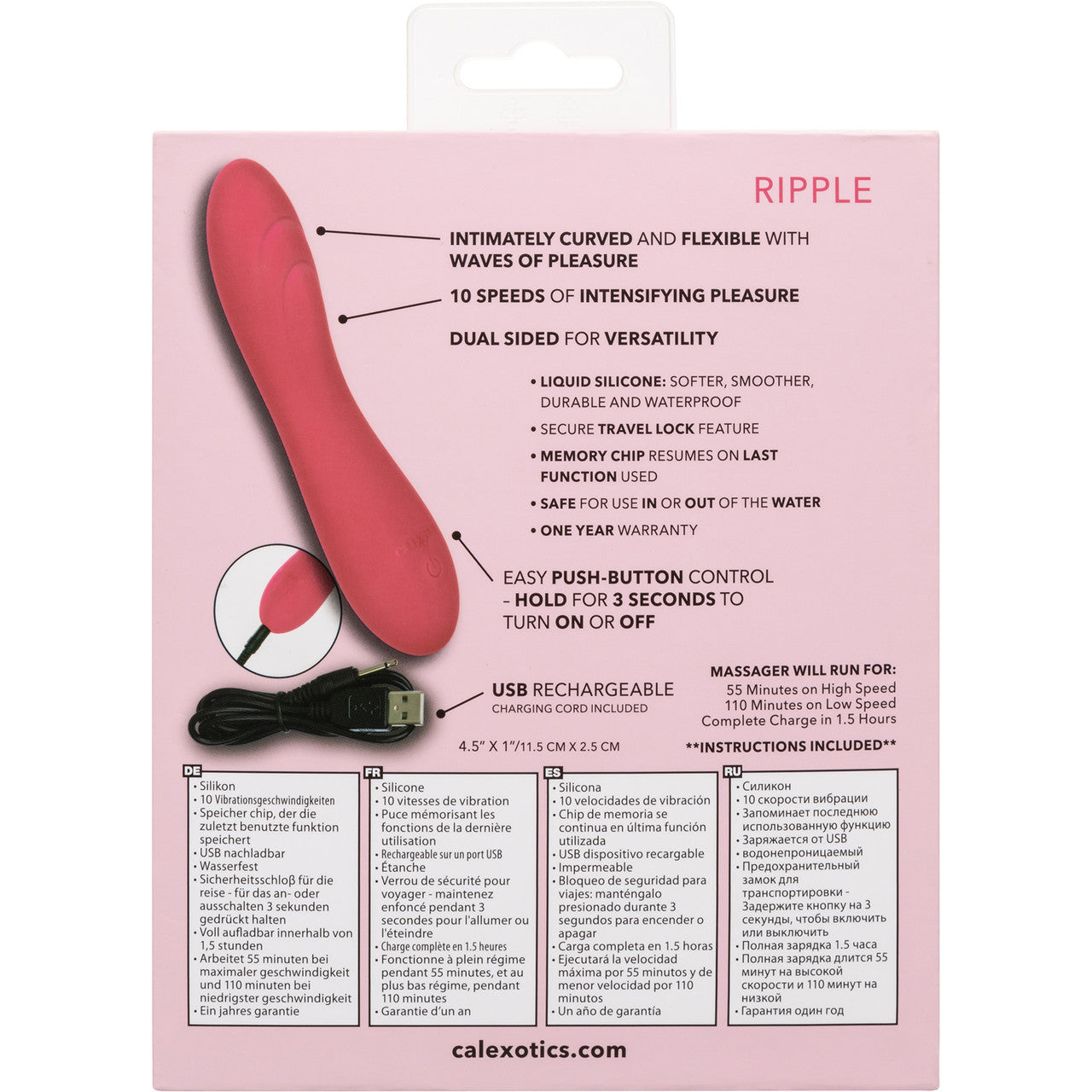 Liquid Silicone Pixies Ripple Rechargeable Waterproof Vibrator By CalExotics - Pink