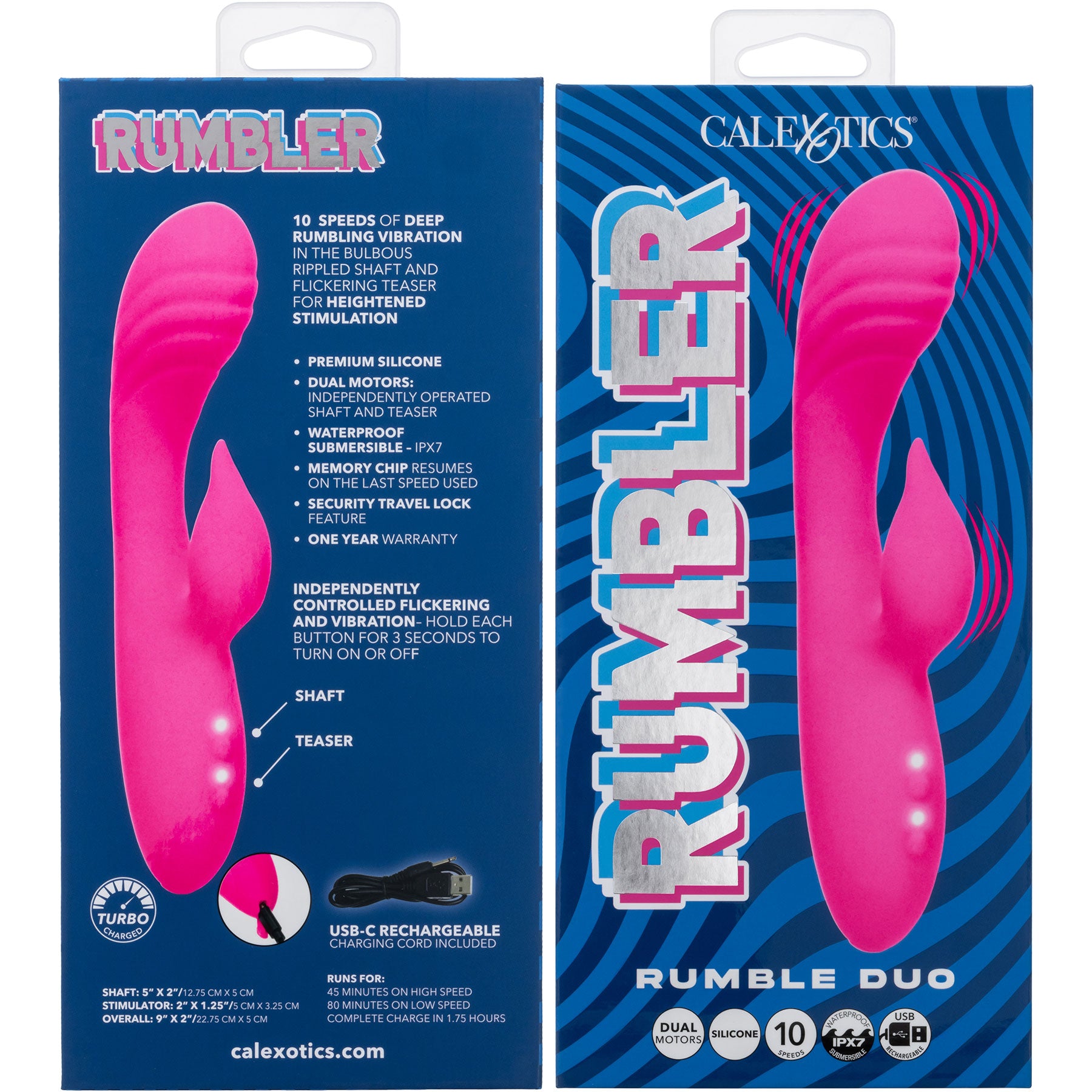 Rumbler Rumble Duo Rechargeable Silicone Dual Stimulation Vibrator