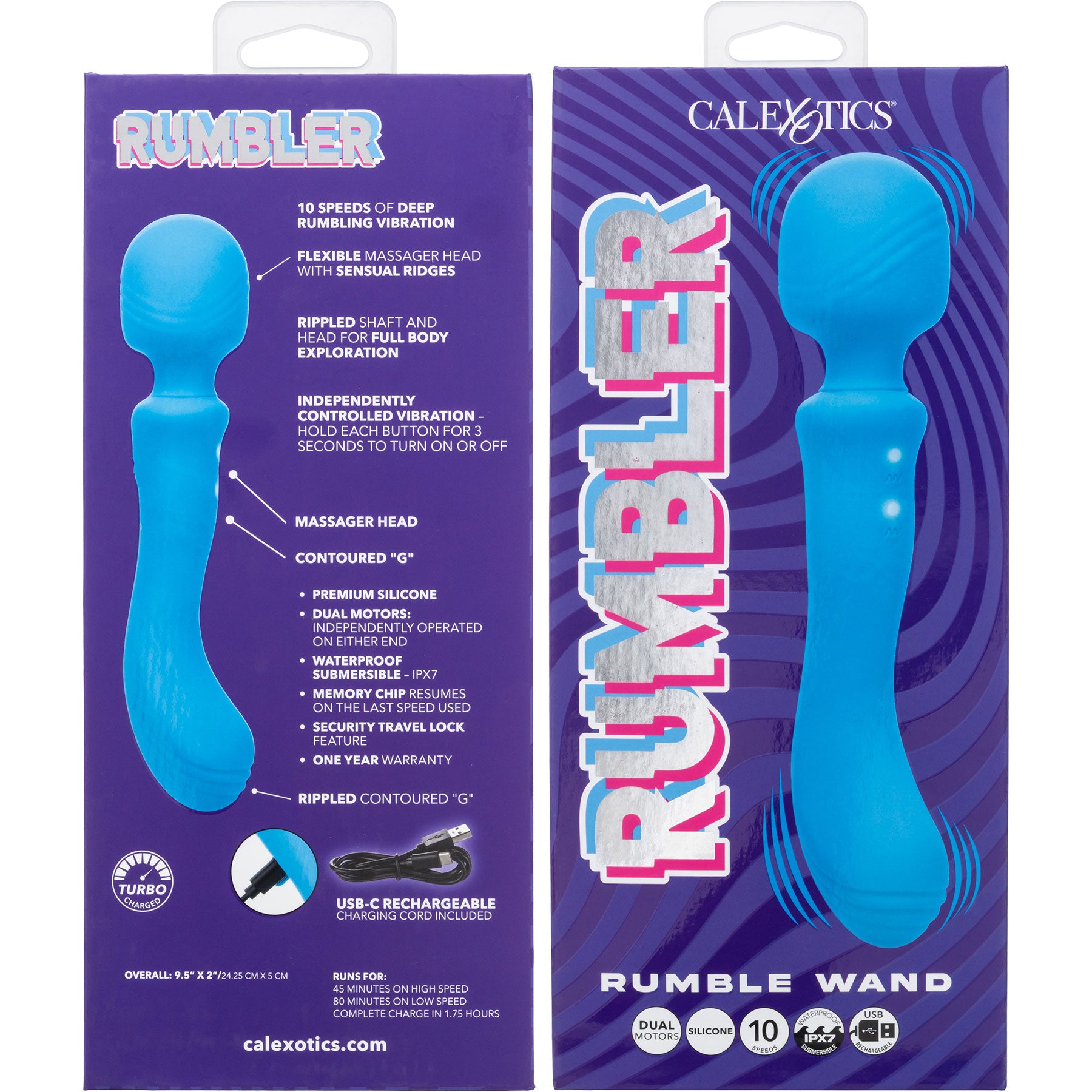 Rumbler Rumble Wand Rechargeable Silicone Double Ended Vibrator