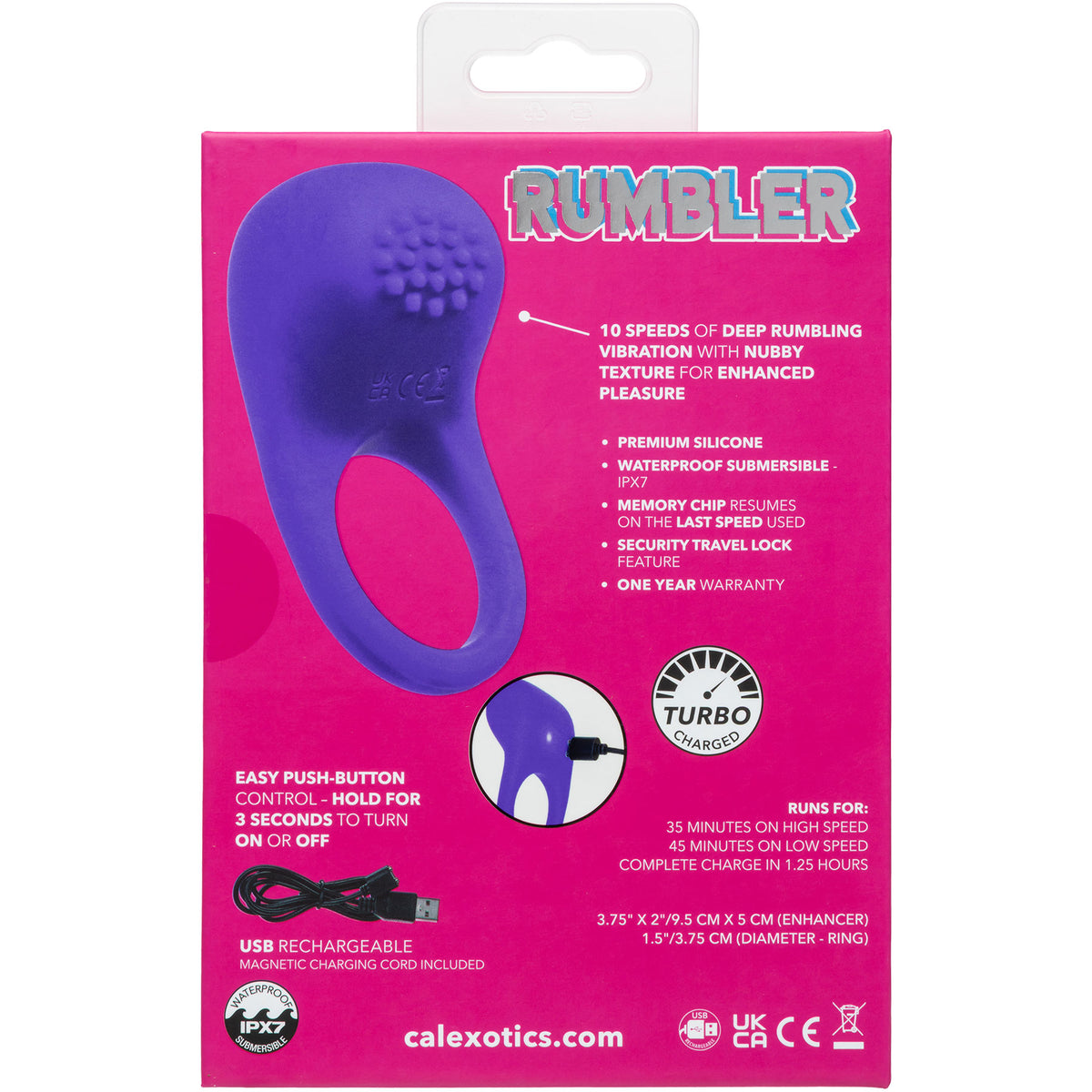 Rumbler Rumble Ring Rechargeable Silicone Vibrating Cock Ring