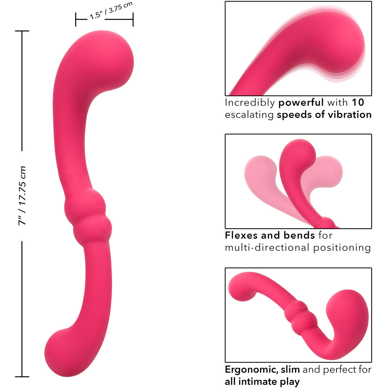 Pretty Little Wands Curvy Rechargeable Silicone Flexible Vibrator By CalExotics - Pink