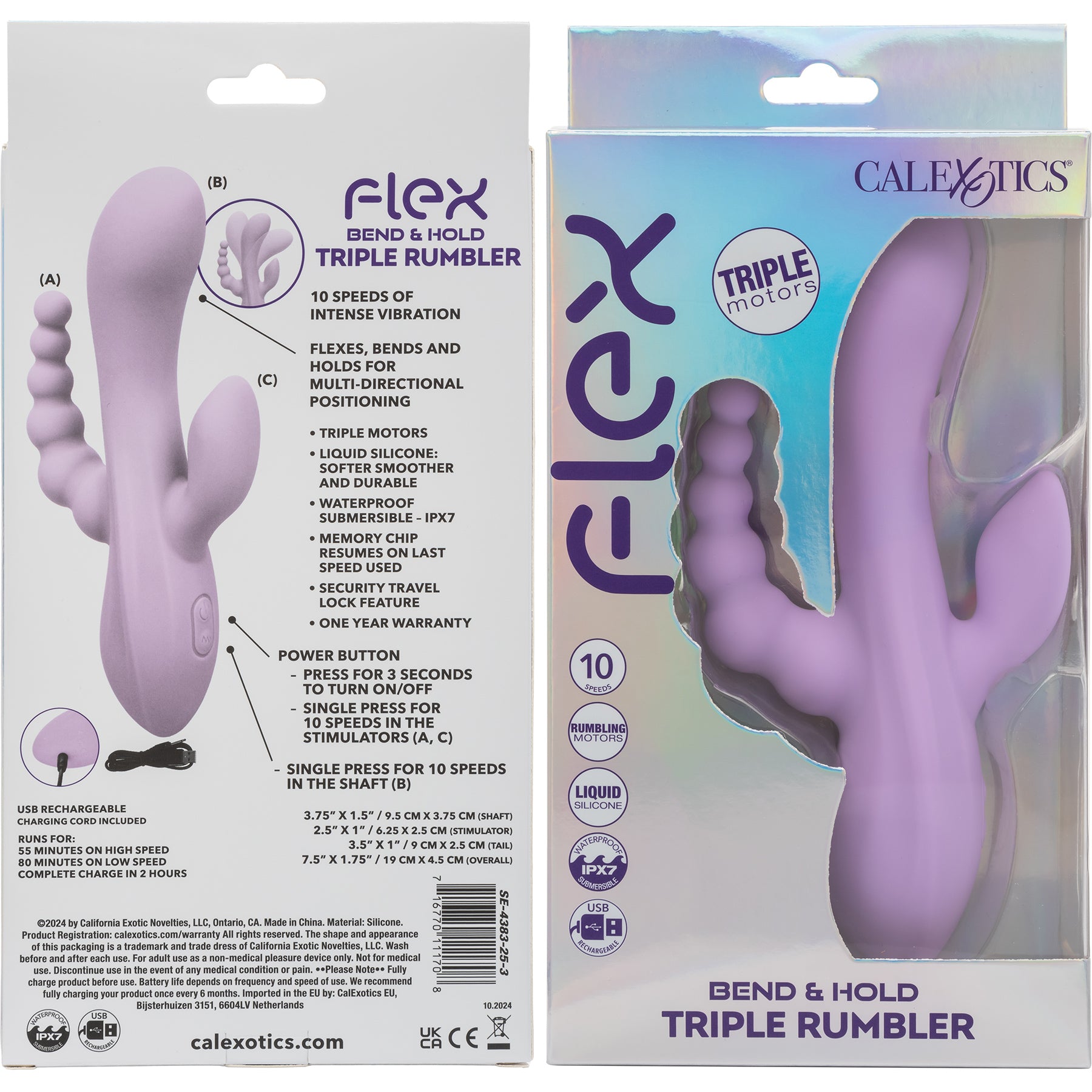 Flex Bend & Hold Triple Rumbler Triple Stim Vibrator By CalExotics Flex Bend & Hold Triple Rumbler Triple Stim Vibrator By CalExotics