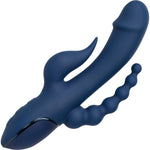 III Triple Orgasm Silicone Rechargeable Triple Stimulation Vibrator By CalExotics - Navy