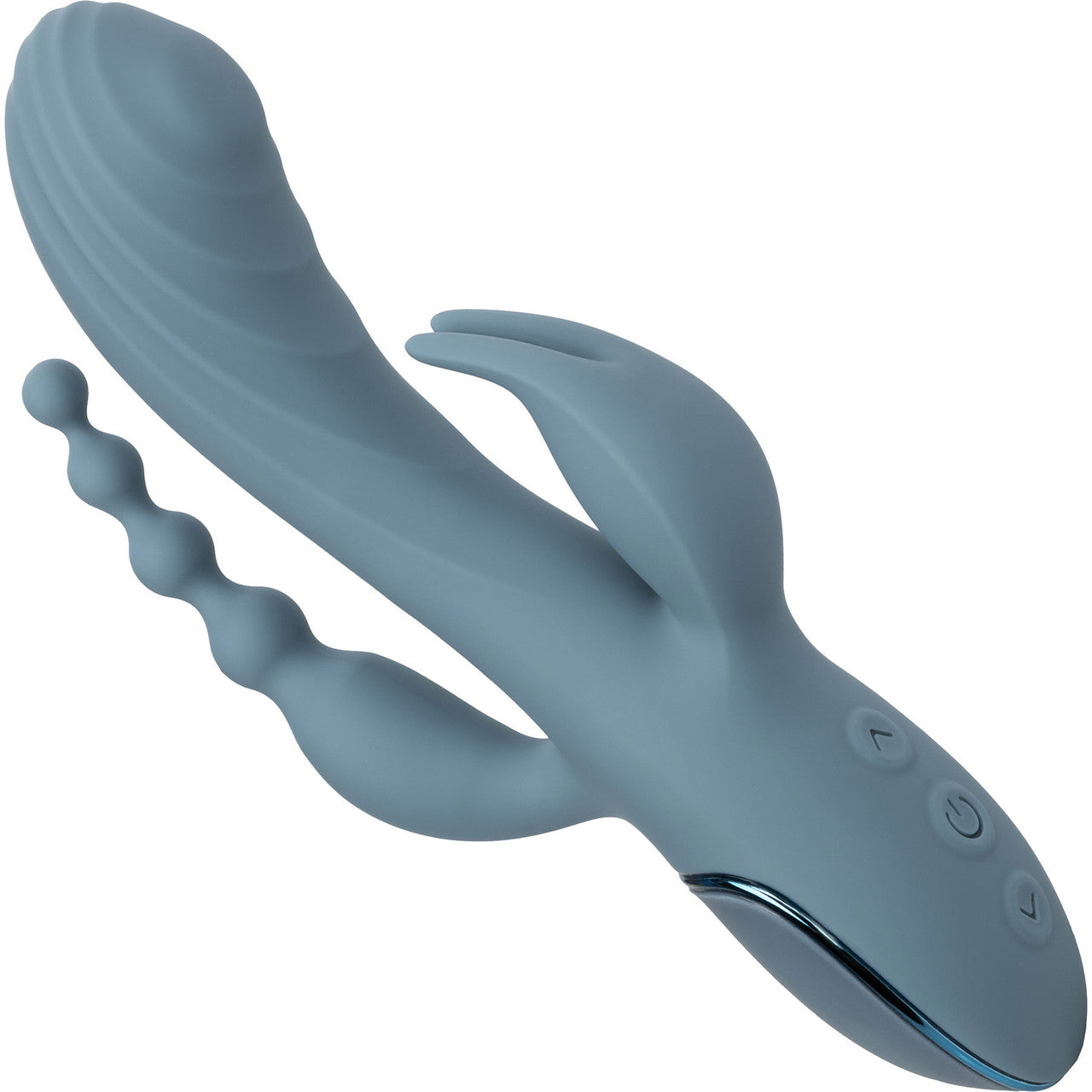 III Triple Ecstasy Silicone Pulsating Rechargeable Triple Stimulation Vibrator By CalExotics - Blue