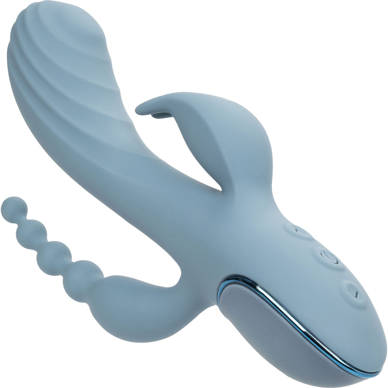 III Triple Ecstasy Silicone Pulsating Rechargeable Triple Stimulation Vibrator By CalExotics - Blue