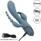 III Triple Ecstasy Silicone Pulsating Rechargeable Triple Stimulation Vibrator By CalExotics - Blue