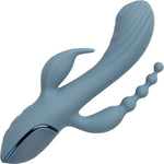 III Triple Ecstasy Silicone Pulsating Rechargeable Triple Stimulation Vibrator By CalExotics - Blue