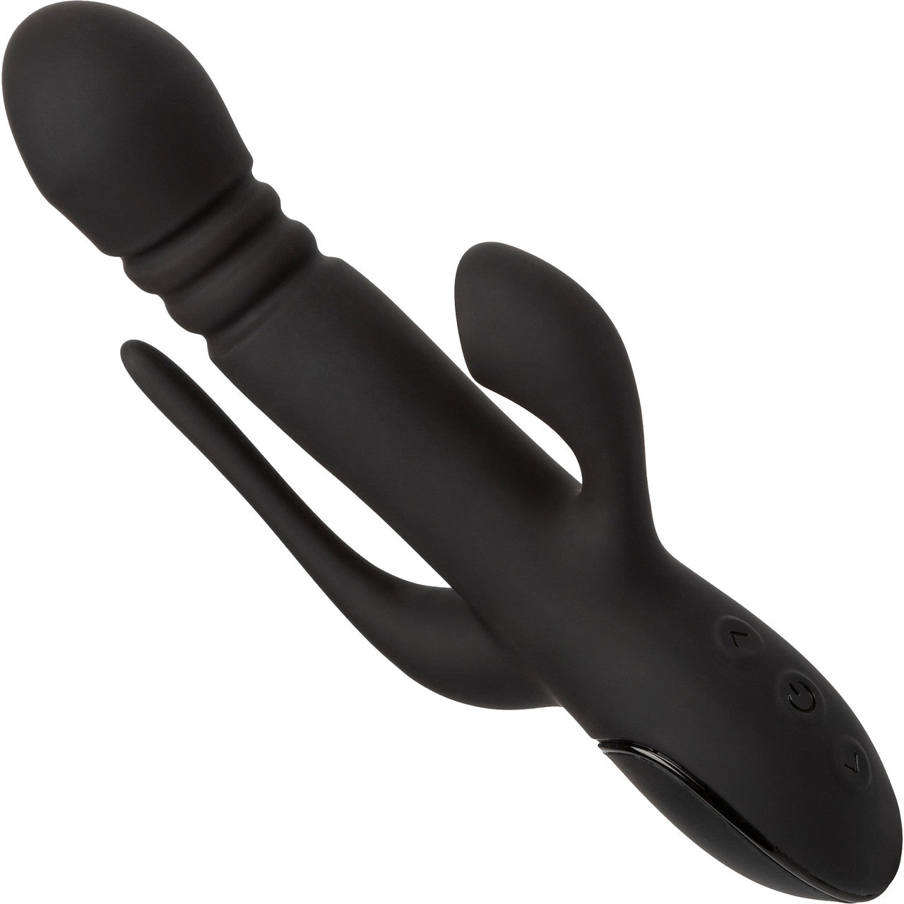 III Triple Euphoria Silicone Triple Stimulation Thrusting Vibrator With Clitoral Suction By CalExotics - Black