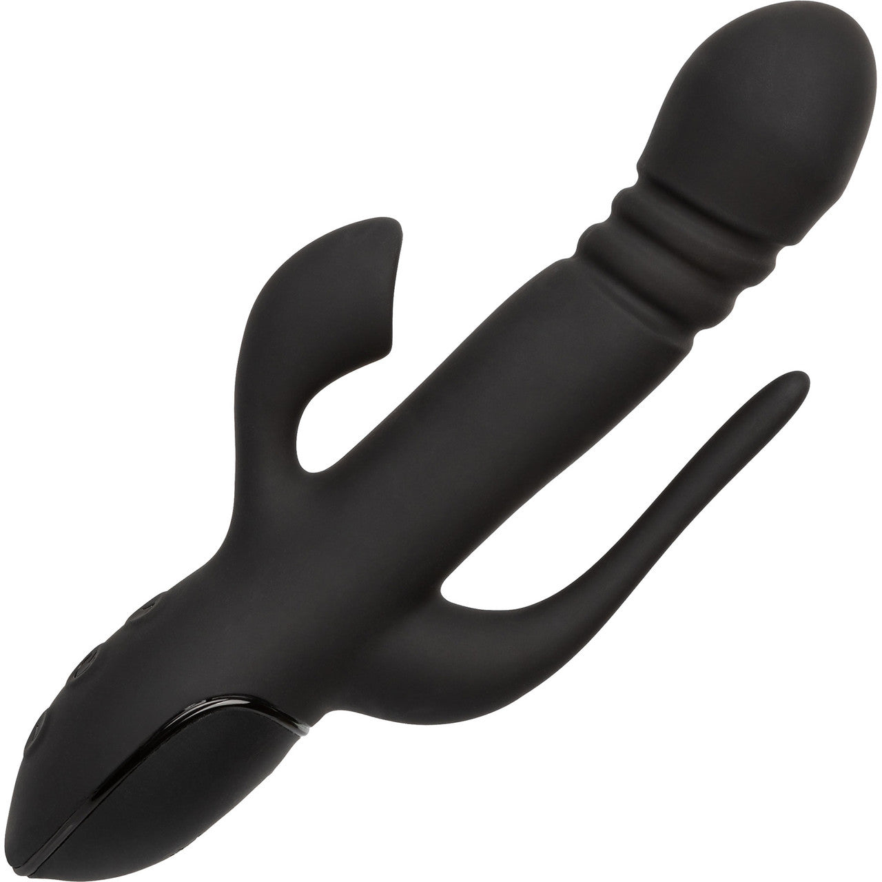 III Triple Euphoria Silicone Triple Stimulation Thrusting Vibrator With Clitoral Suction By CalExotics - Black