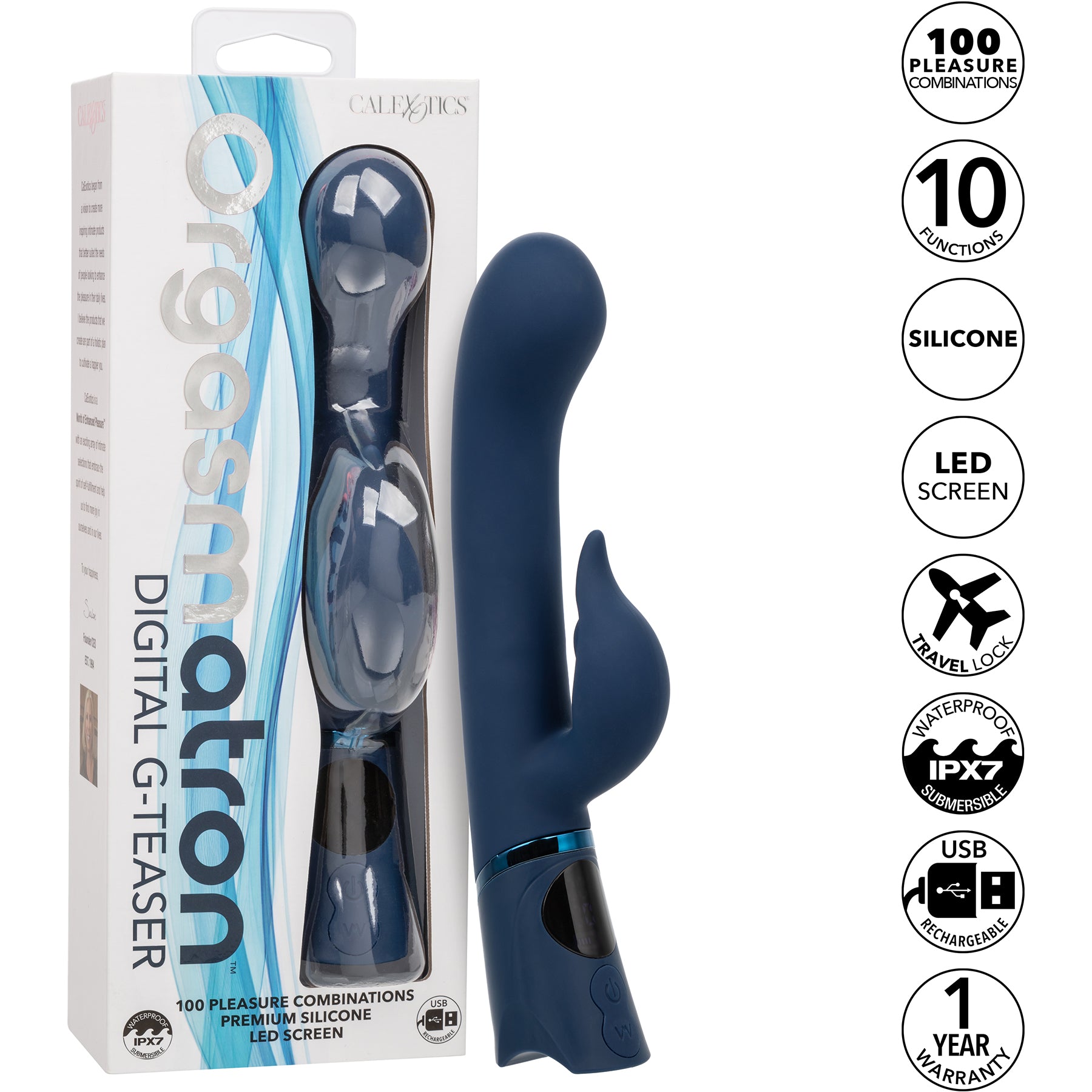 Orgasmatron Digital G-Teaser Rechargeable Waterproof Silicone Dual Stimulation Massager