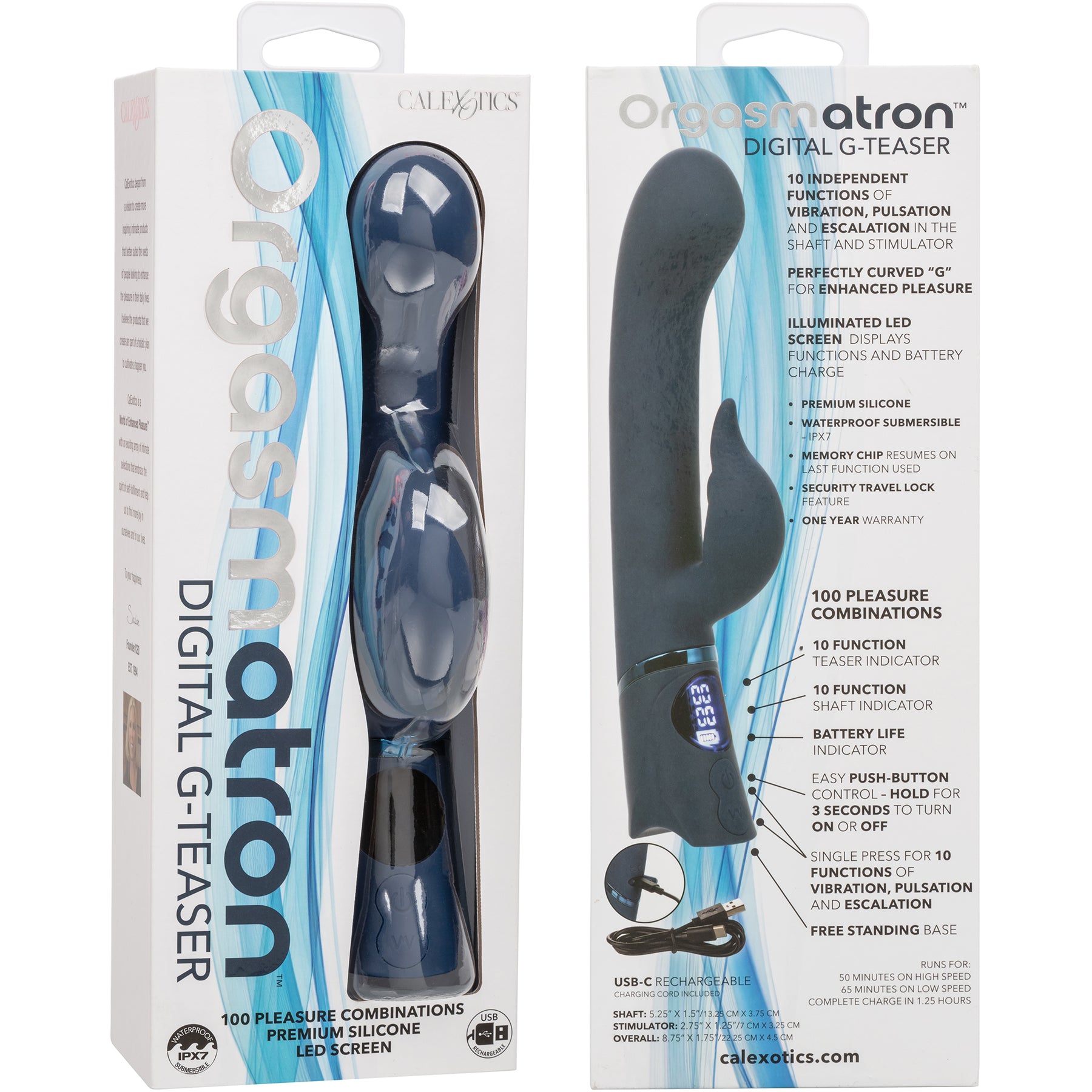 Orgasmatron Digital G-Teaser Rechargeable Waterproof Silicone Dual Stimulation Massager