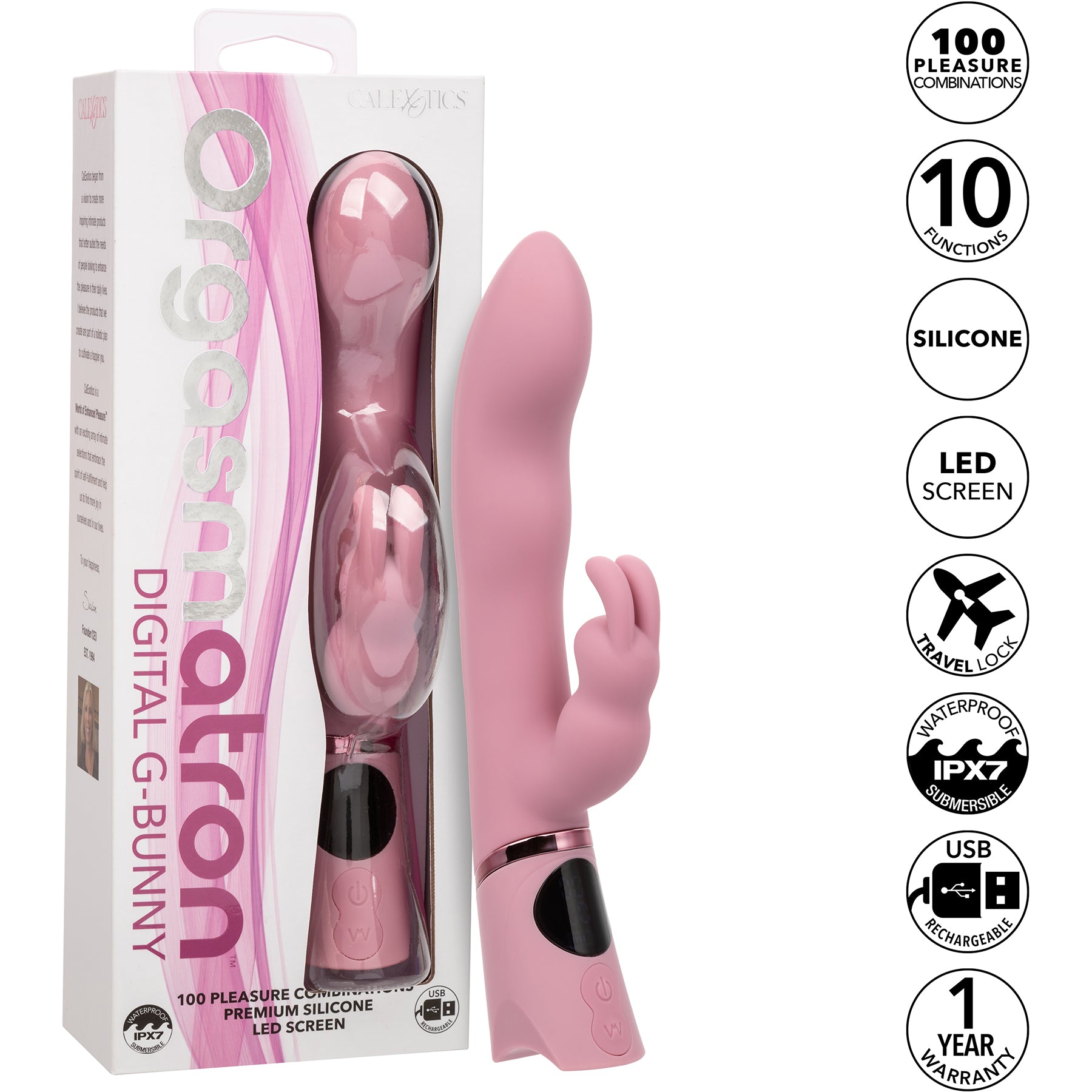 Orgasmatron Digital G-Bunny Rechargeable Waterproof Silicone Dual Stimulation Massager