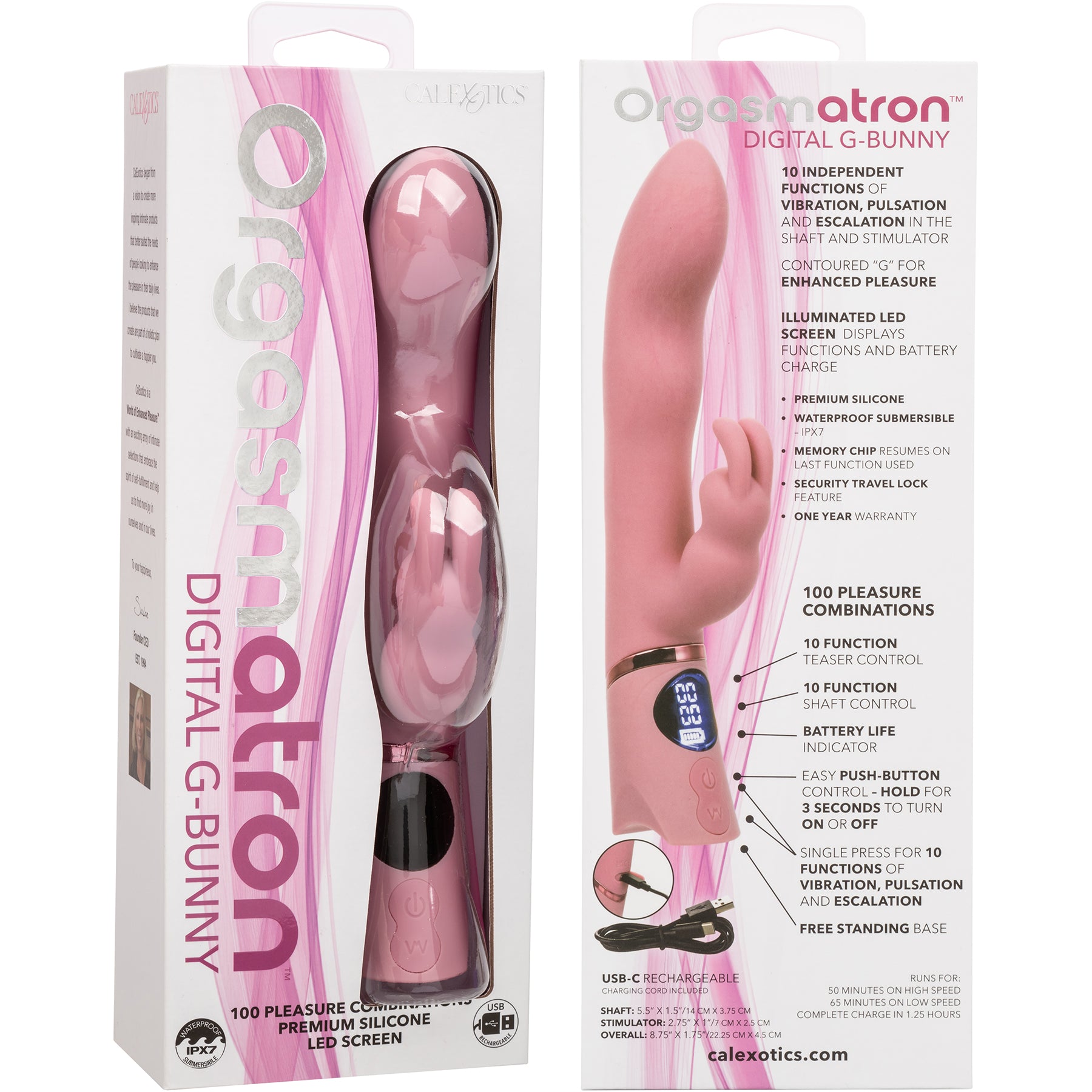 Orgasmatron Digital G-Bunny Rechargeable Waterproof Silicone Dual Stimulation Massager