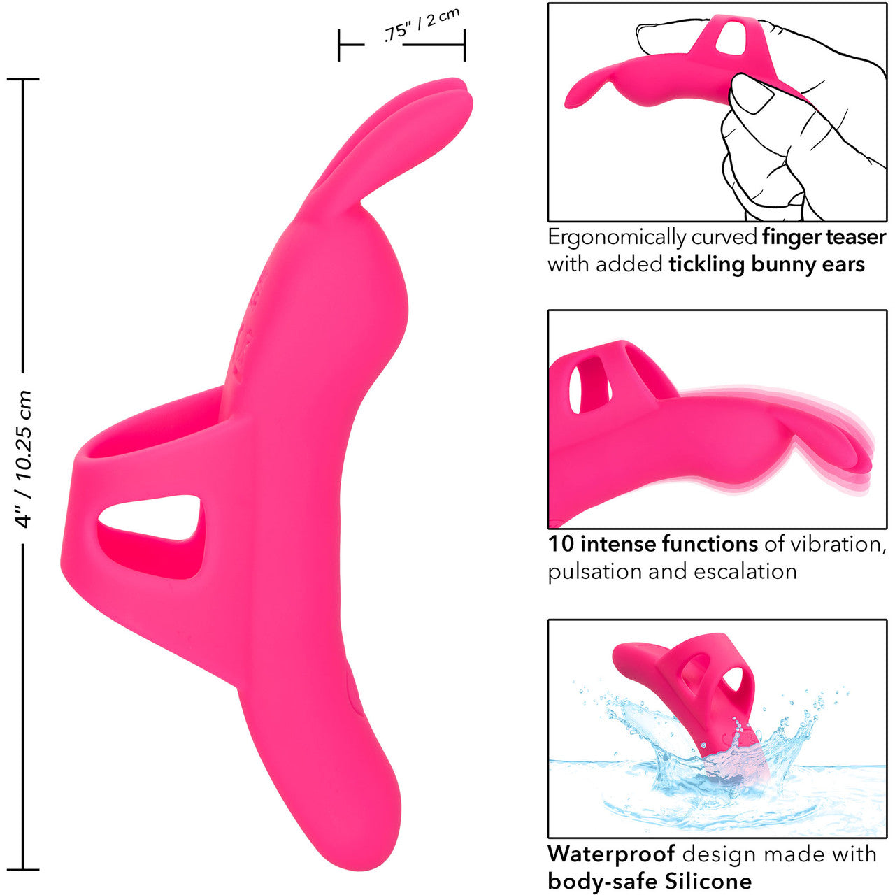 Neon Vibes - The Flirty Vibe Rechargeable Silicone Finger Vibrator By CalExotics - Pink