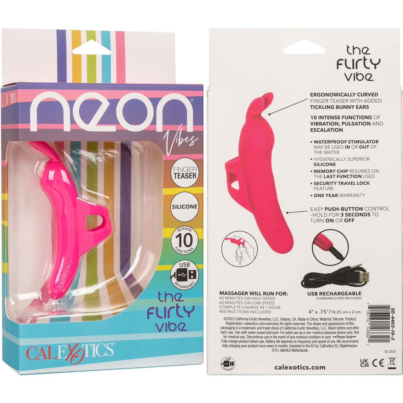 Neon Vibes - The Flirty Vibe Rechargeable Silicone Finger Vibrator By CalExotics - Pink