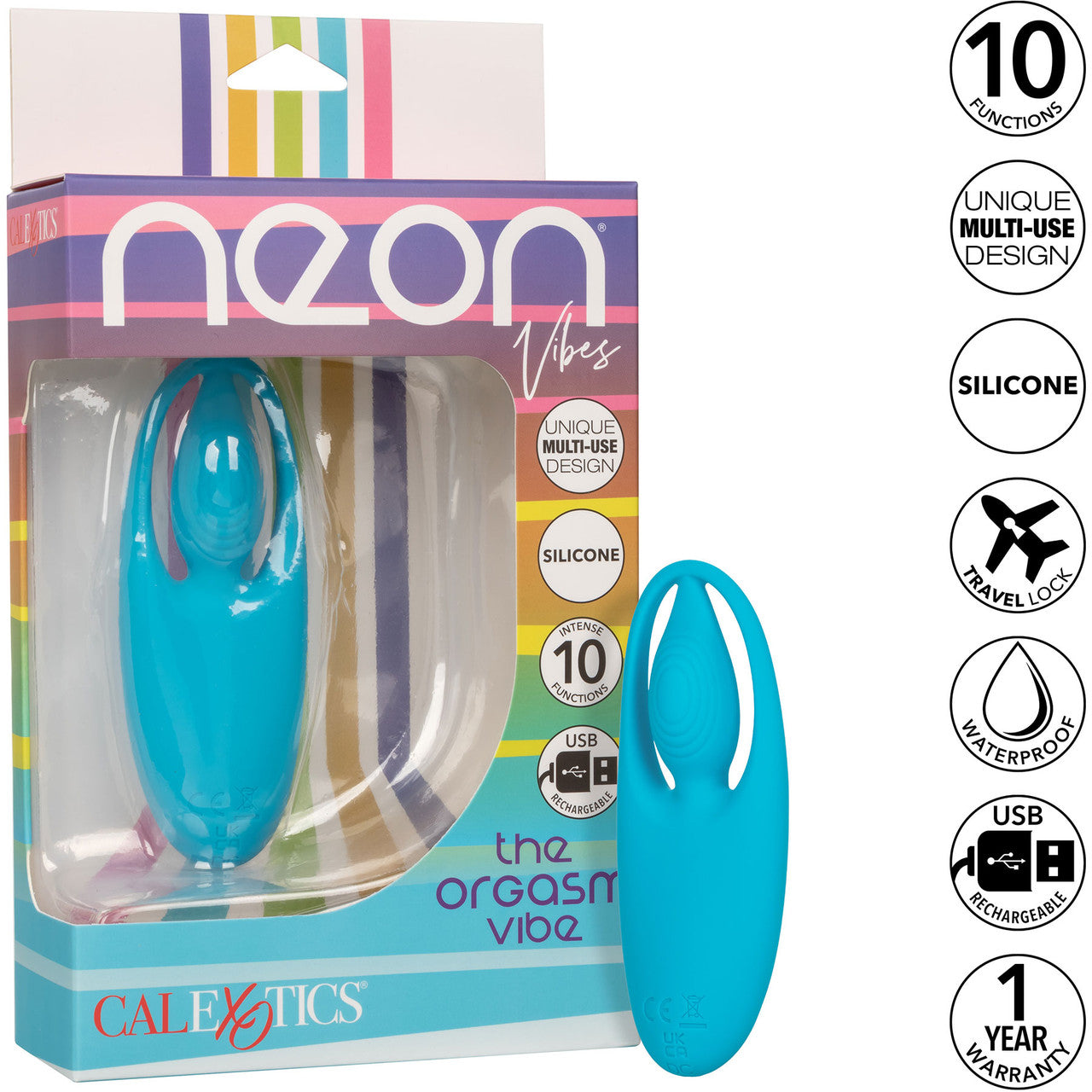 Neon Vibes - The Orgasm Vibe Rechargeable Silicone Finger Vibrator By CalExotics - Blue