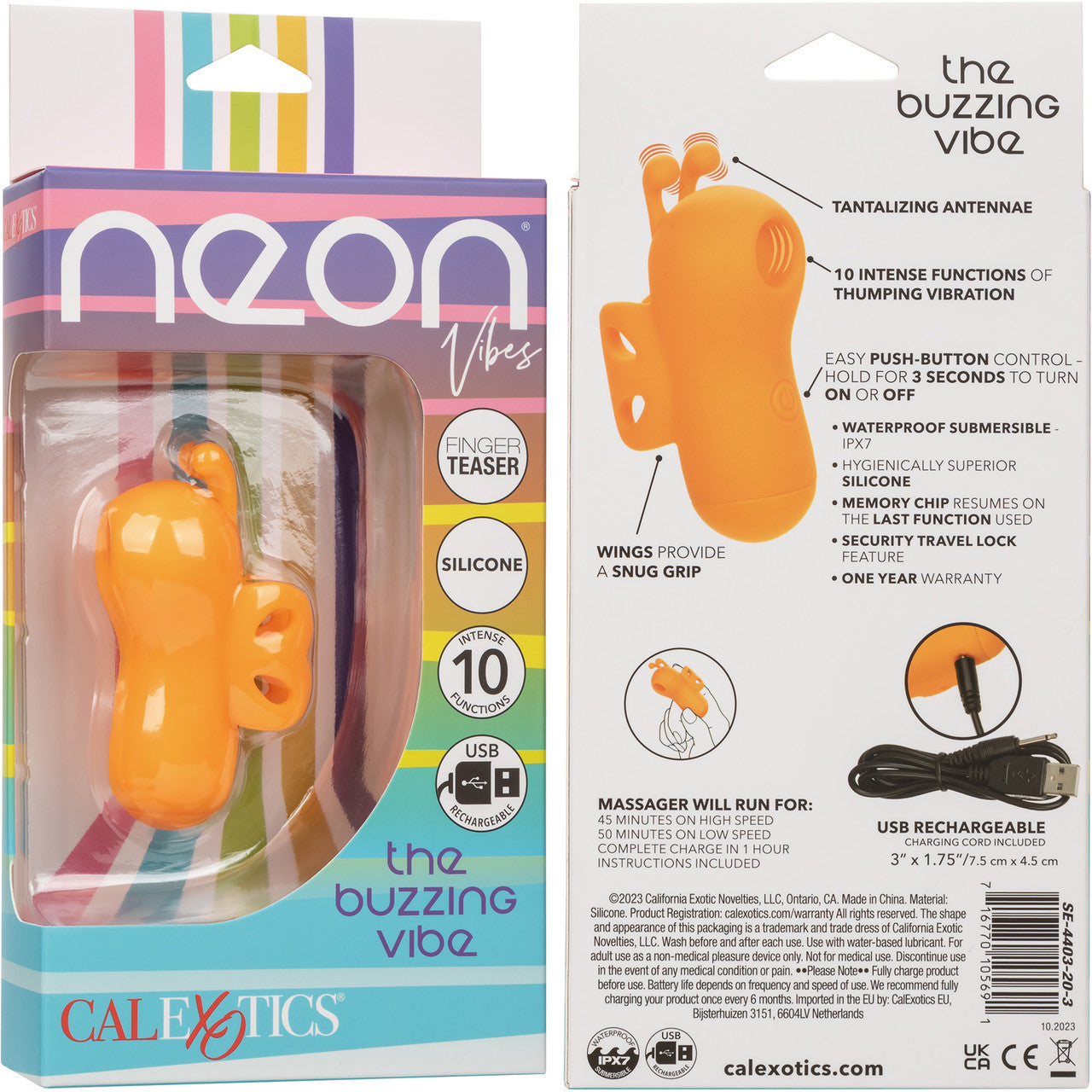 Neon Vibes The Buzzing Vibe Rechargeable Waterproof Silicone Thumping Finger Vibrator By CalExotics