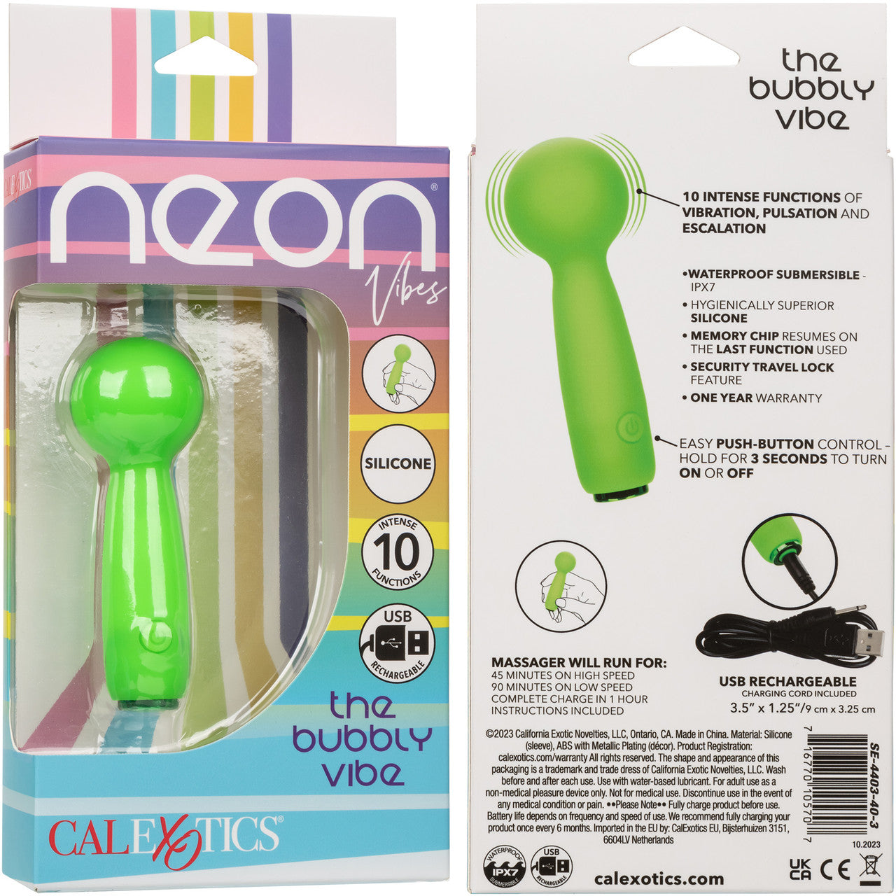 Neon Vibes The Bubbly Vibe Rechargeable Waterproof Silicone Mini Wand Vibrator By CalExotics