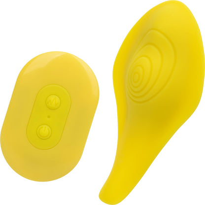 Neon Vibes - The Secret Vibe Rechargeable Silicone Lay On Vibrator With Remote By CalExotics - Yellow