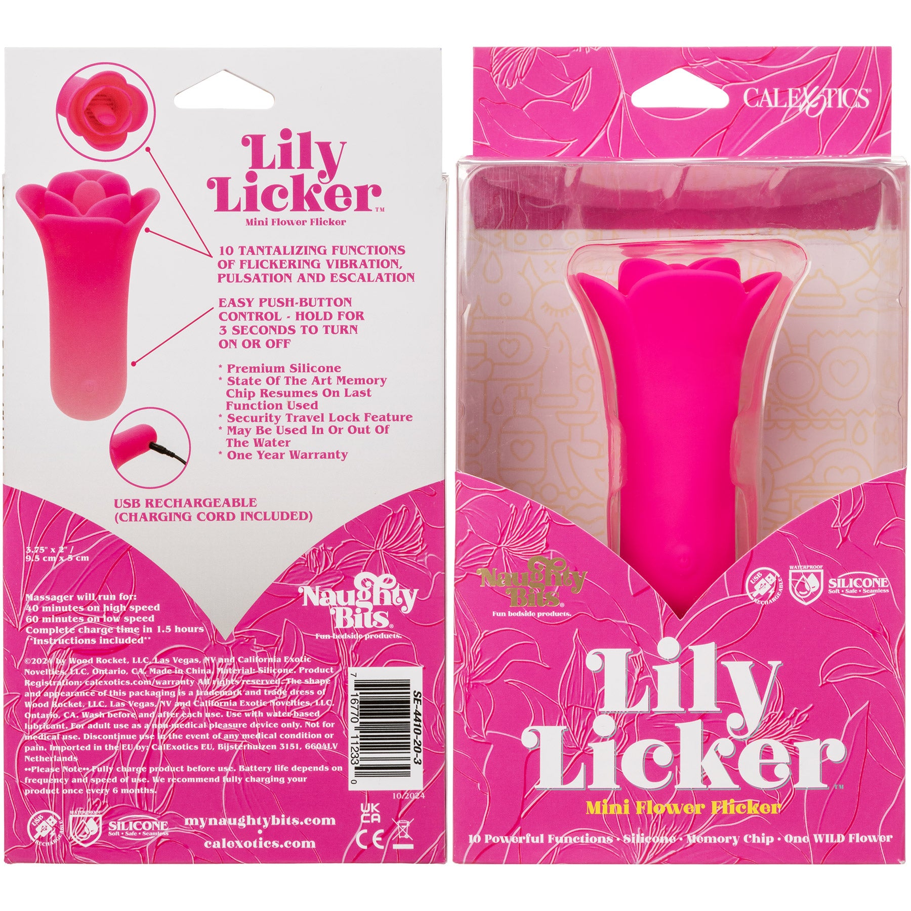 Naughty Bits® Lily Licker Mini Flower Flicker Rechargeable Silicone Vibrator By CalExotics