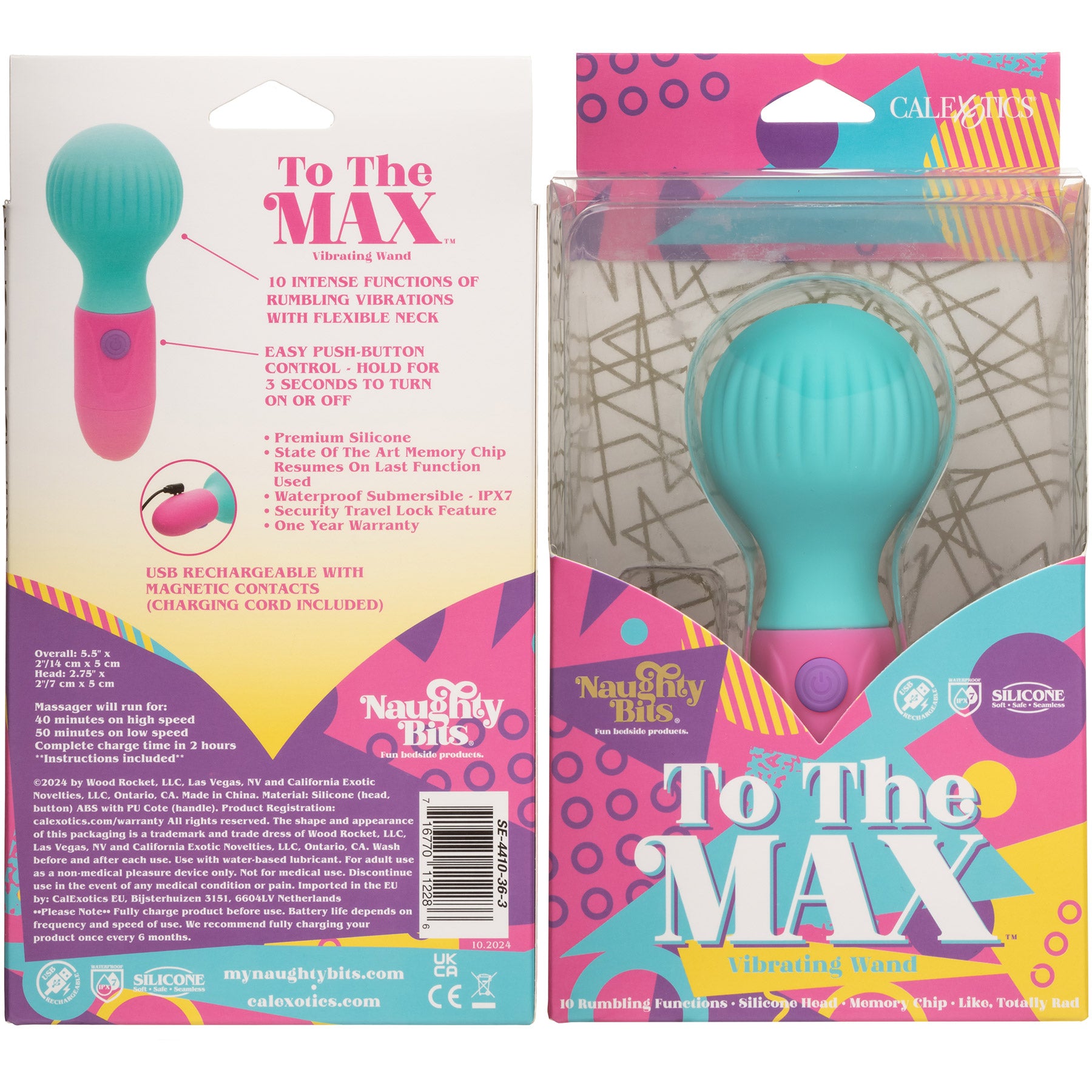 Naughty Bits® To The Max™ Rechargeable Silicone Vibrating Mini Wand By CalExotics