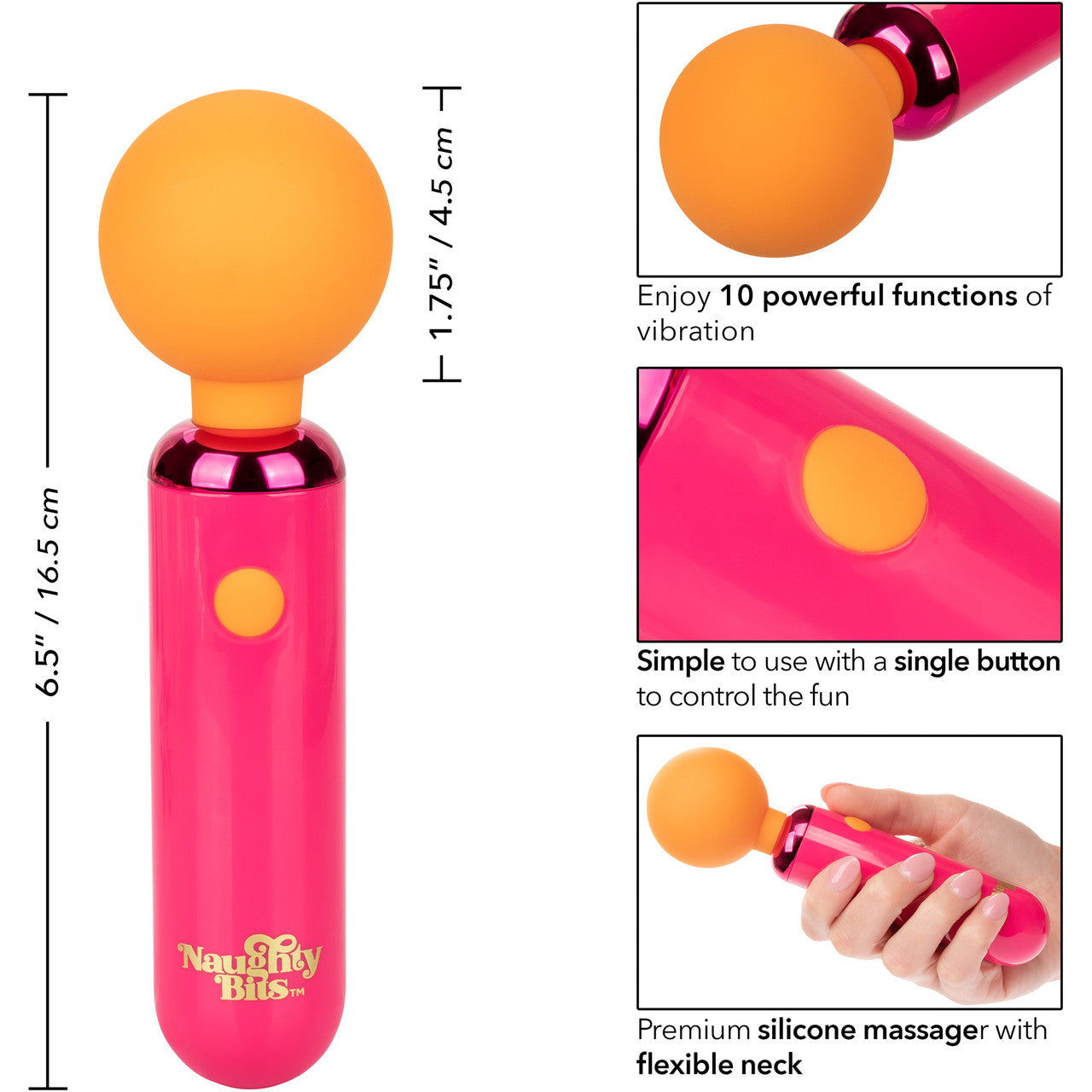 Naughty Bits Home Cumming Queen Waterproof Rechargeable Wand Style Vibrator By CalExotics