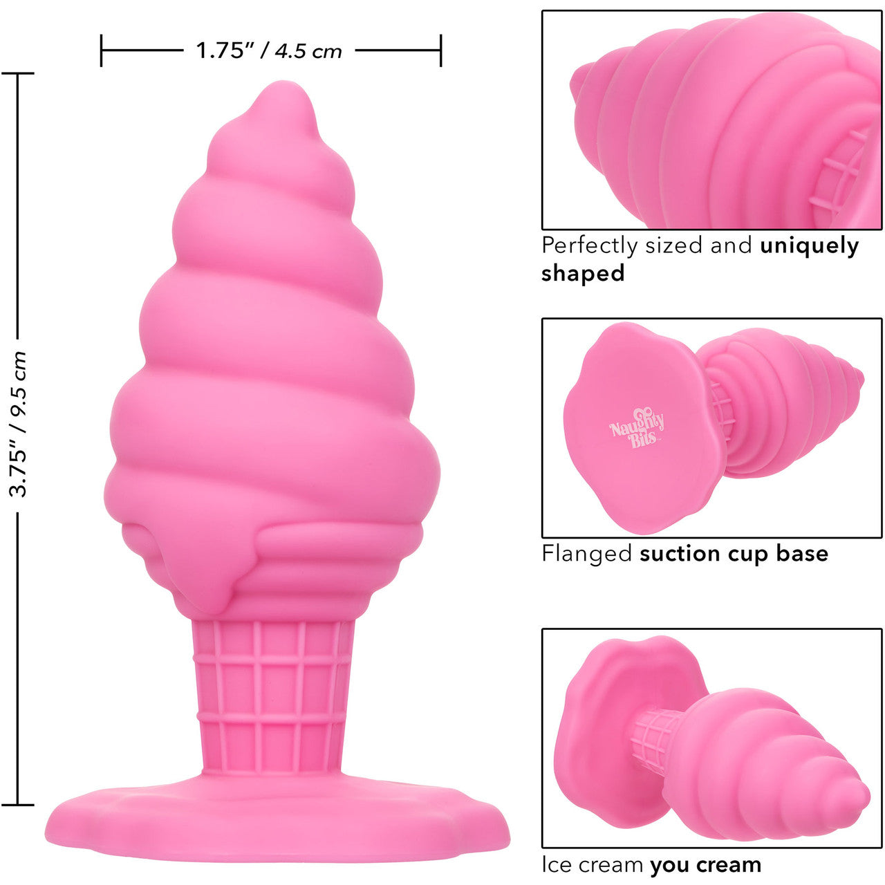 Naughty Bits Yum Bum Ice Cream Cone Silicone Butt Plug By CalExotics - Pink