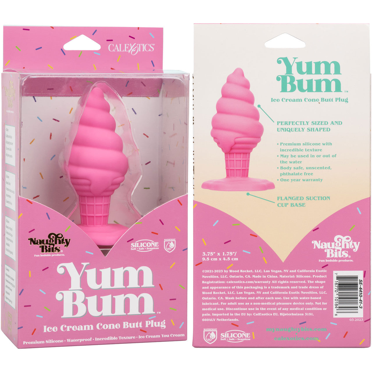 Naughty Bits Yum Bum Ice Cream Cone Silicone Butt Plug By CalExotics - Pink