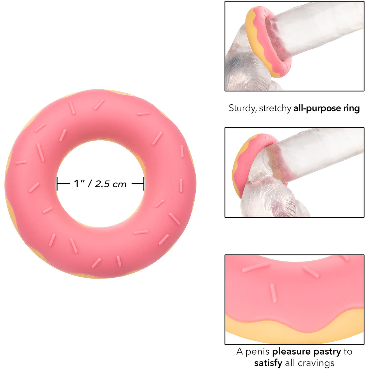 Naughty Bits Dickin' Donuts Silicone Donut Cock Ring By CalExotics - Pink