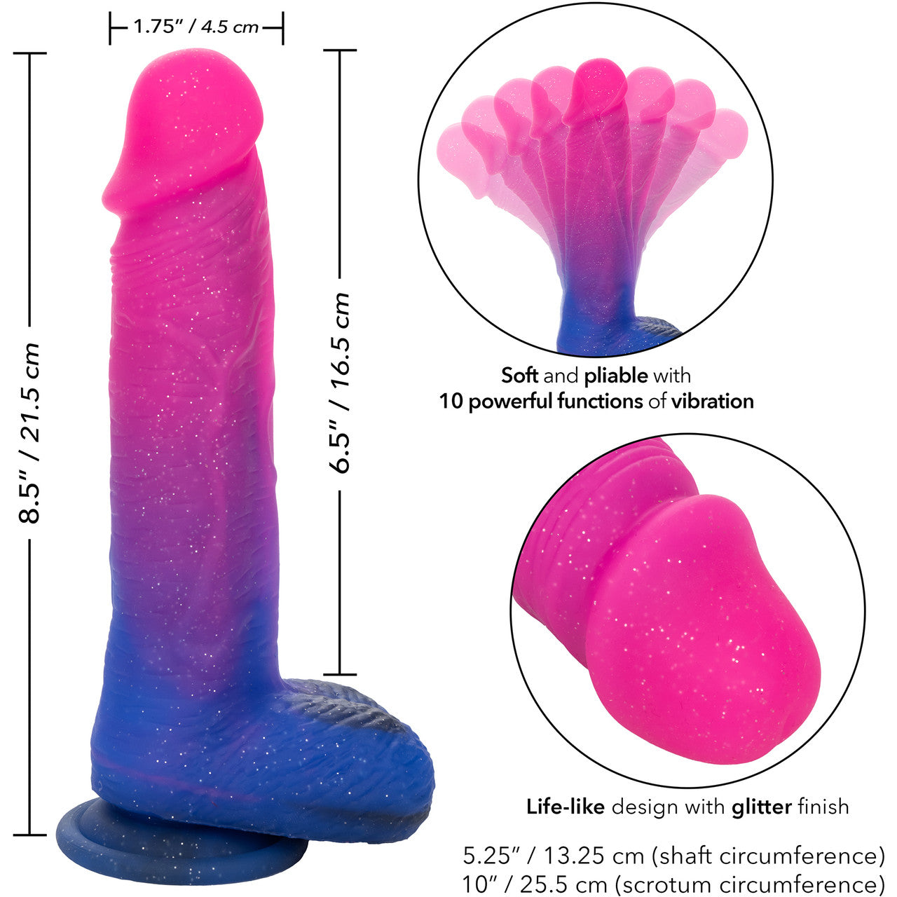 Naughty Bits Ombré Hombre XL Silicone Vibrating Suction Cup 8.5" Dildo by CalExotics