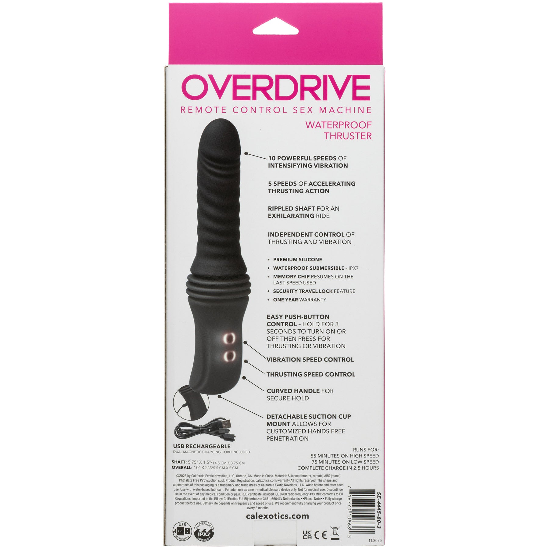 Overdrive Remote Control Sex Machine Handheld Silicone Waterproof Thruster