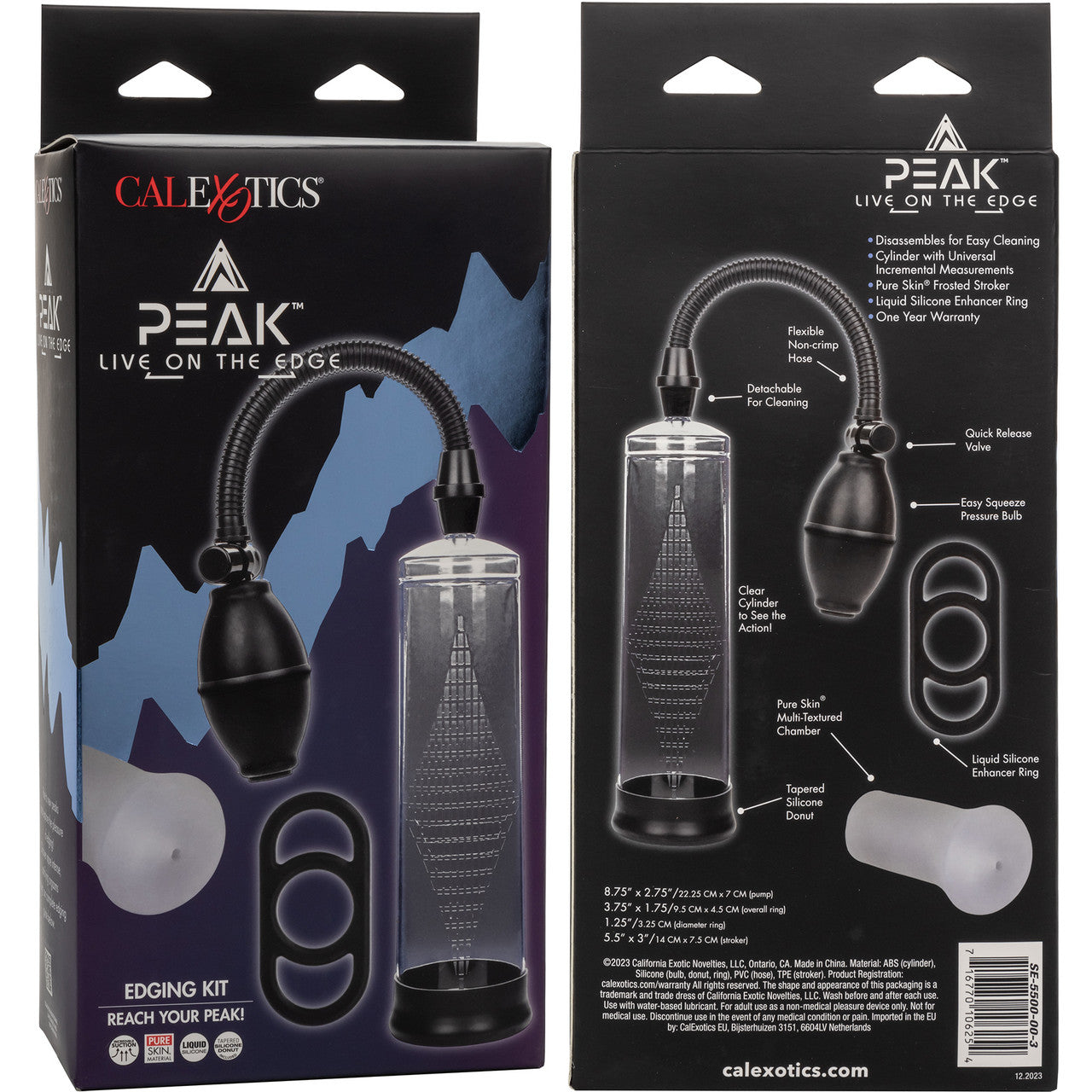 Peak Edging Kit With Penis Pump, Stroker & Silicone Cock Ring By CalExotics