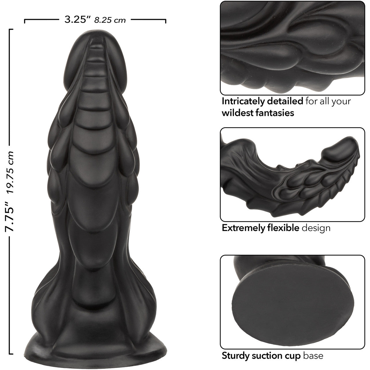 Monster Dong The Martian 7.75" Silicone Suction Cup Dildo By CalExotics - Black